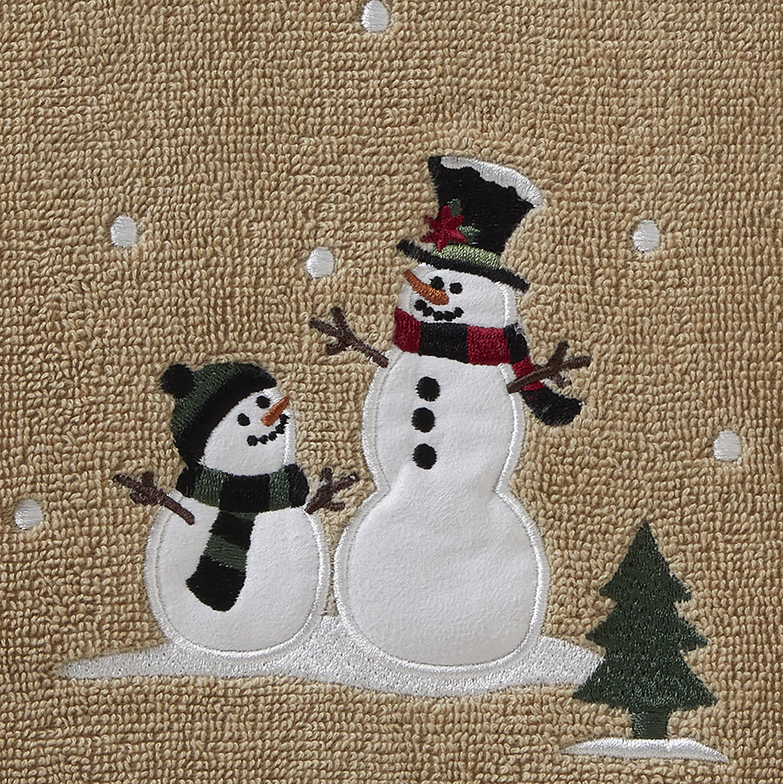 SKL Home Christmas/Winter/Gift Rustic Plaid Snowman Bath Towel, Wheat