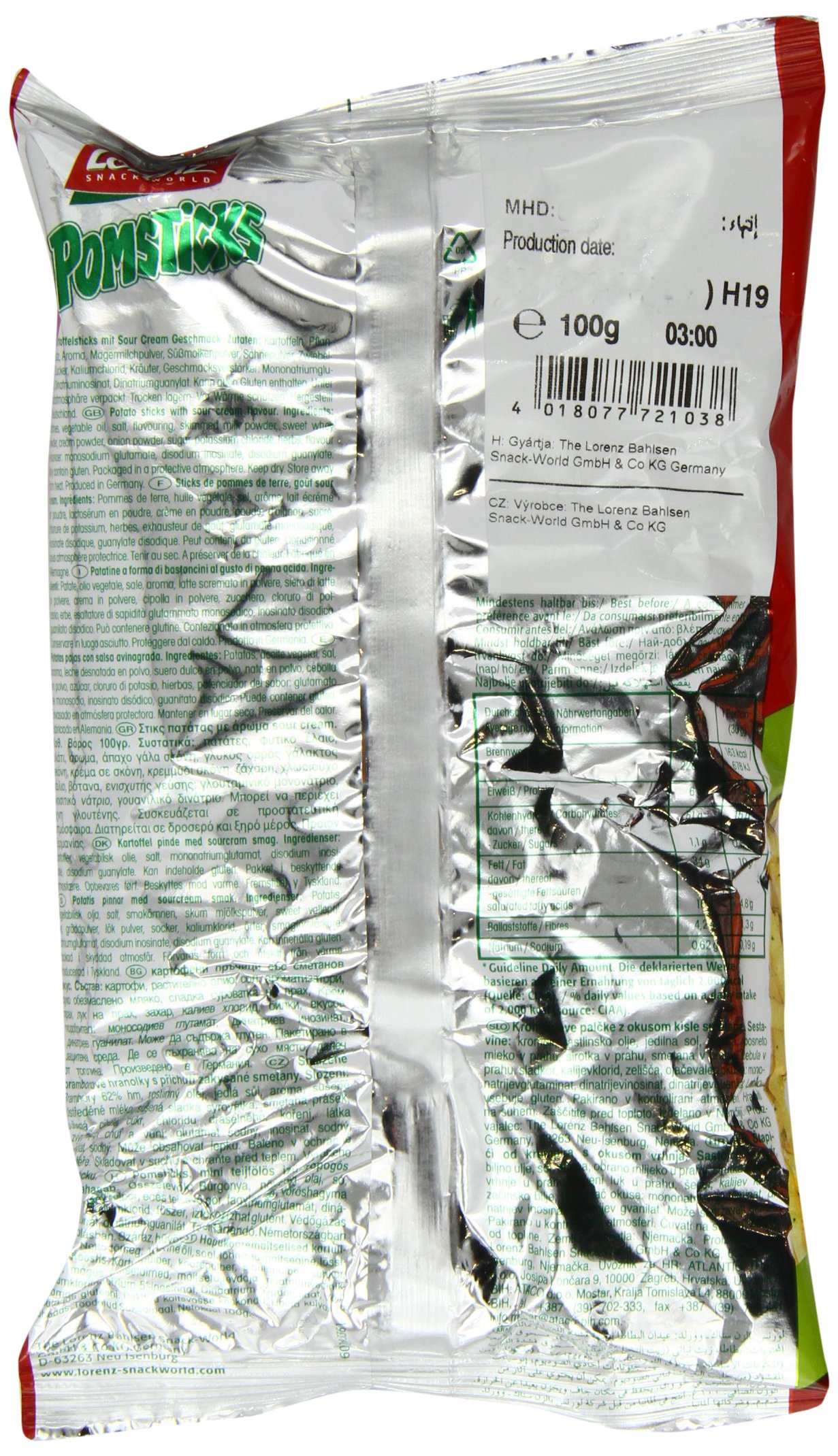 Pomsticks Sour Cream 100 g (Pack of 20)