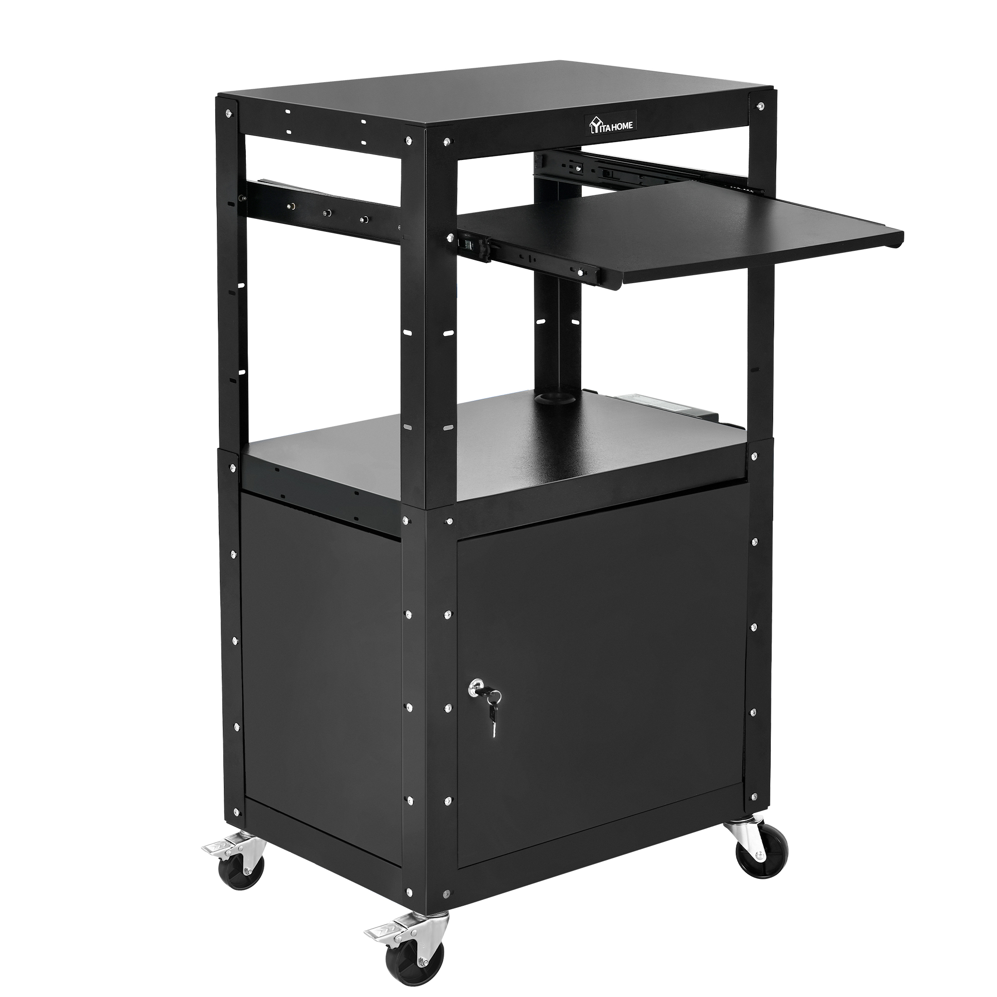 Amazon.com: YITAHOME Steel AV Cart with Locking Cabinet, Metal