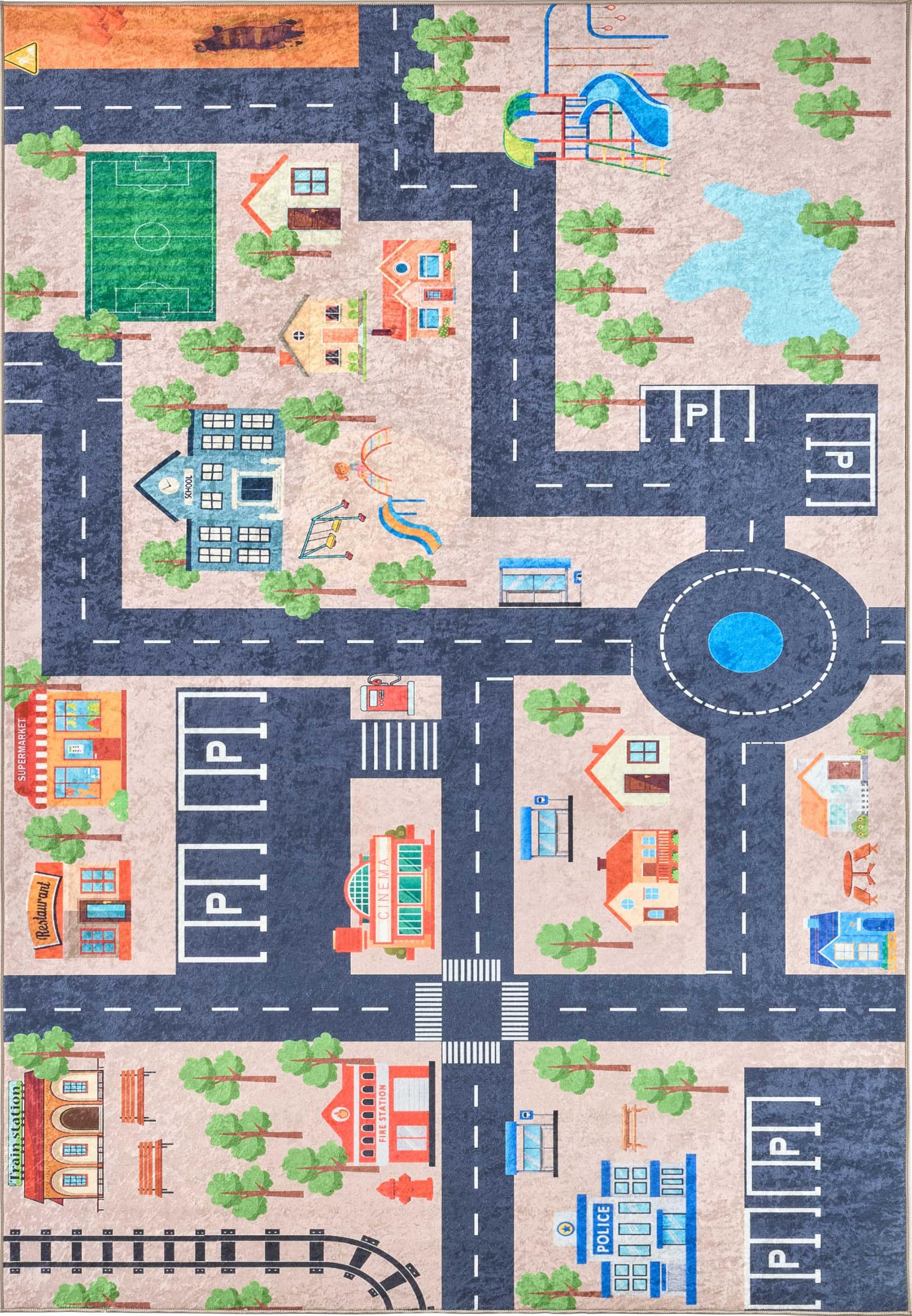 TAPIS REBEL ROADS Dino World 29 Dinosaures, Antidérapant Pour Enfants