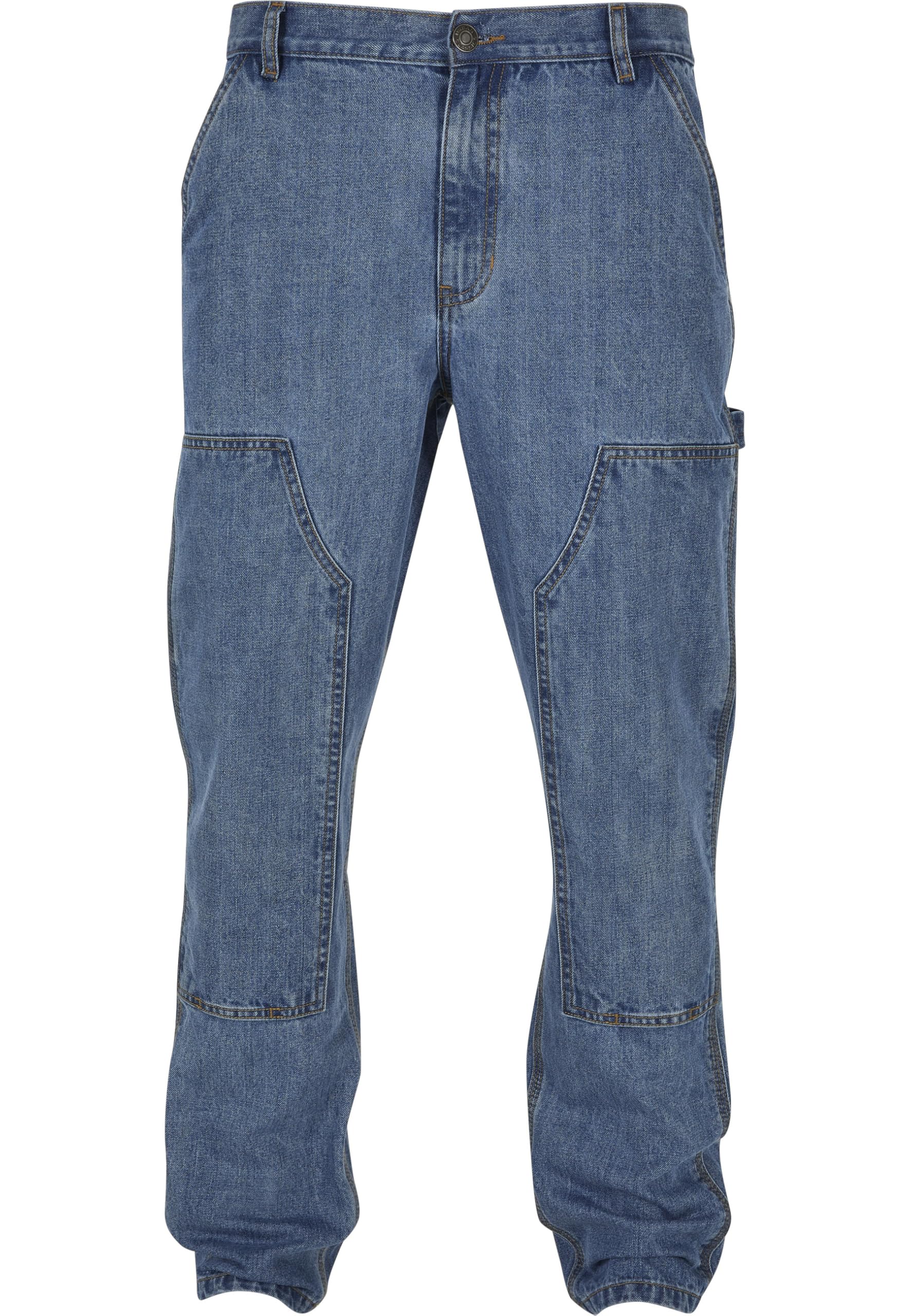 Urban Classics Men's Double Knee Jeans Pants, Light Blue Washed,