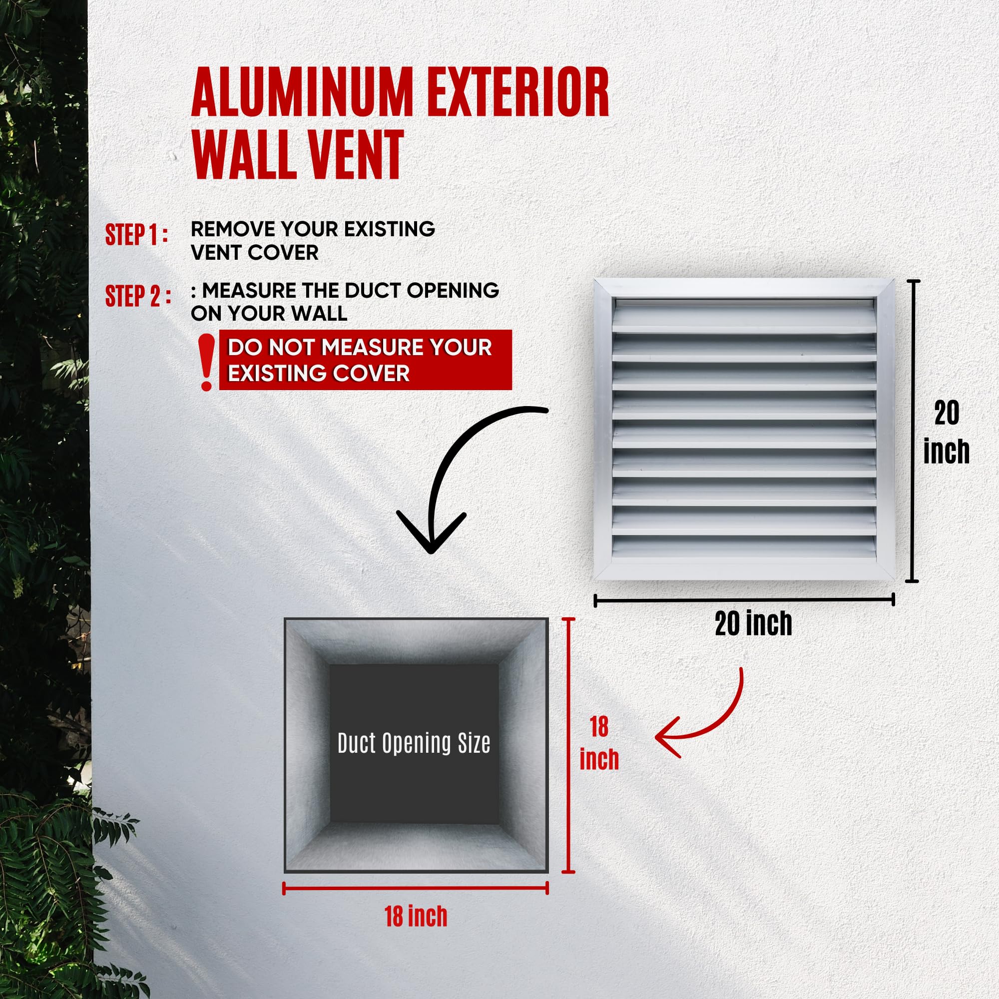 Fits 18x18 Wall Opening Anodized Aluminum Exterior Wall Vent