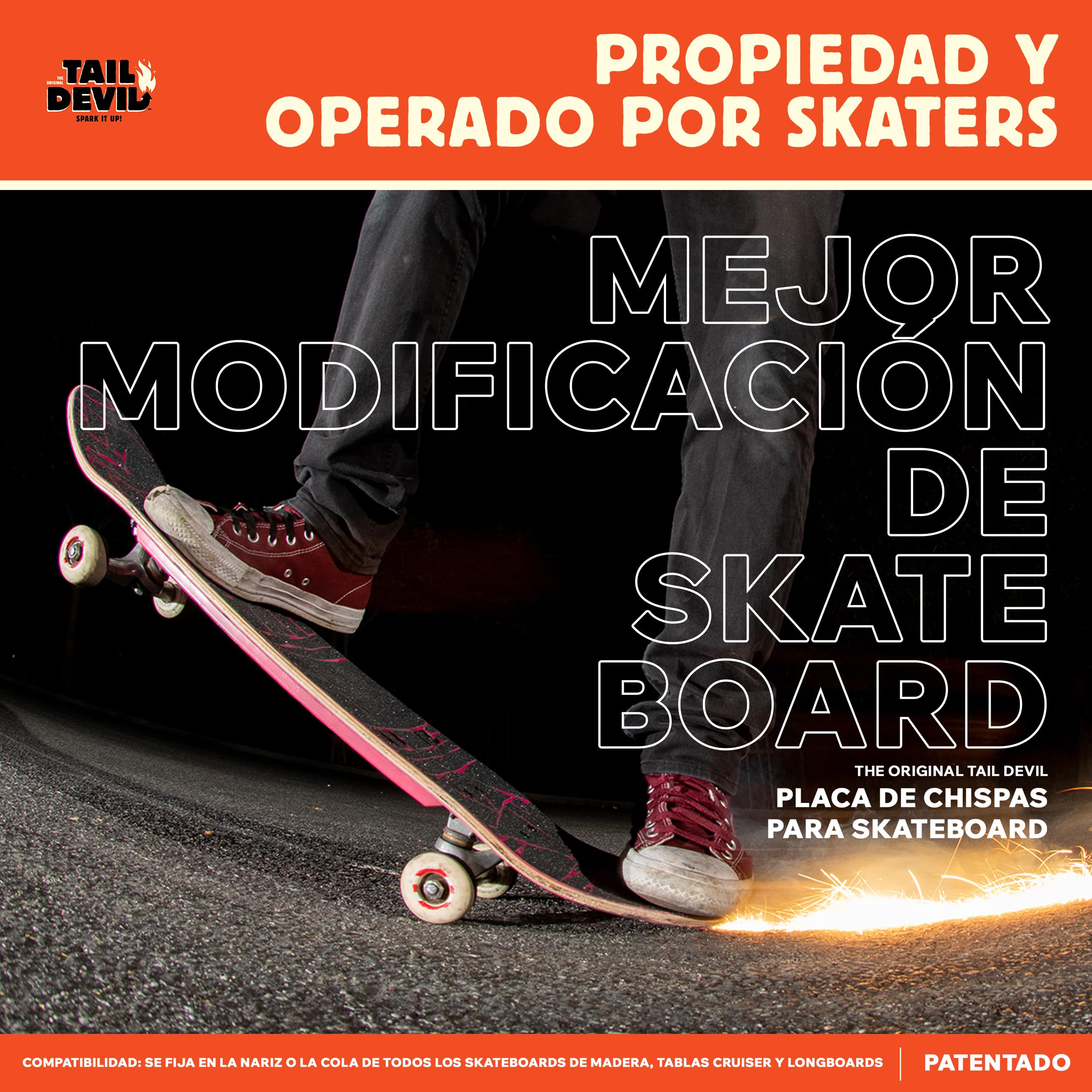 Tail Devil Spark It Up! Placas de Chispa para Skateboard para Niño y Adulto