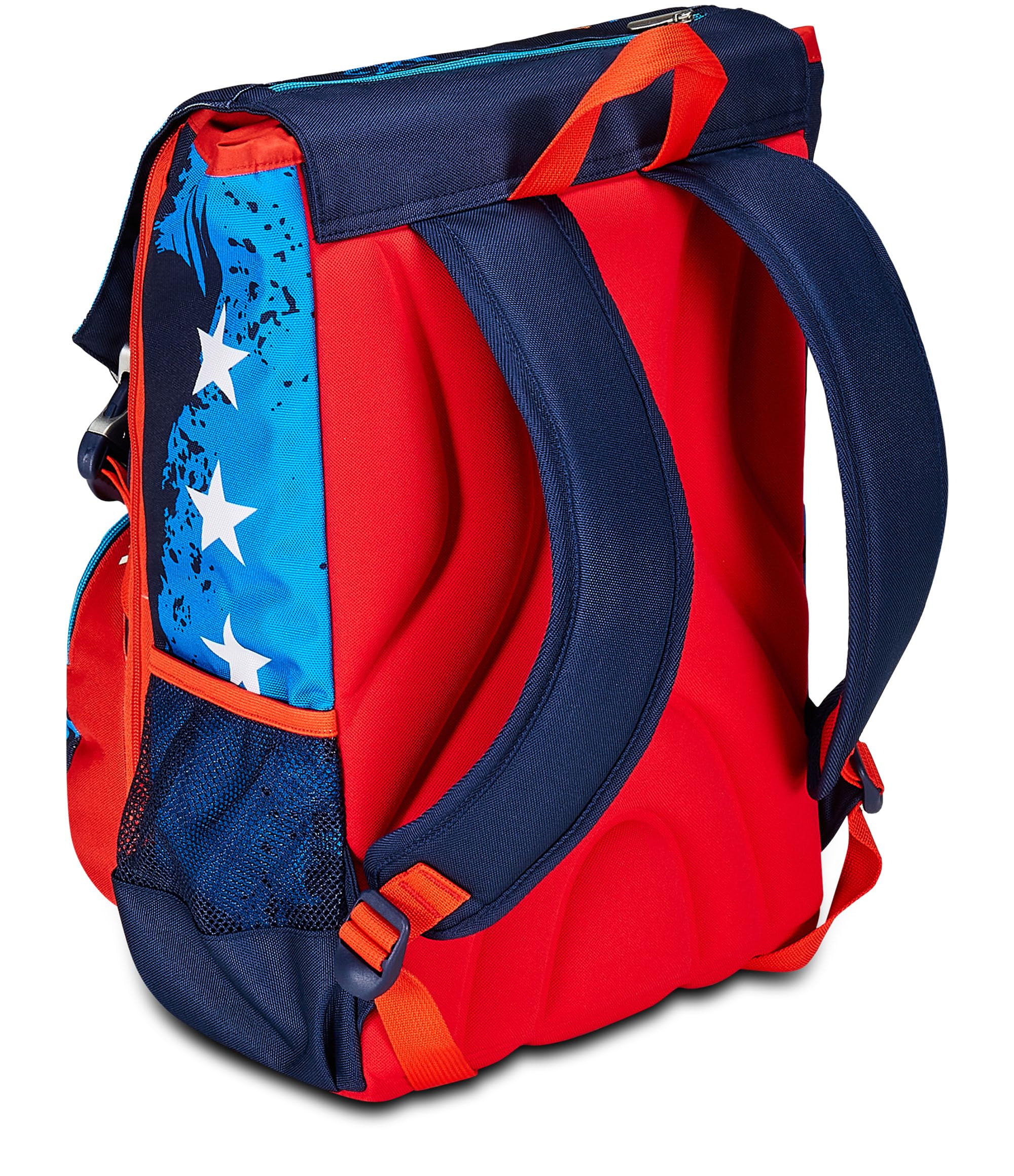Seven Zaino Scuola Estensibile Disney - Captain America Legendary Avenger, Blu Rosso Bianco - Doppio Scomparto, Tasca Porta Borraccia - Bambino Marvel
