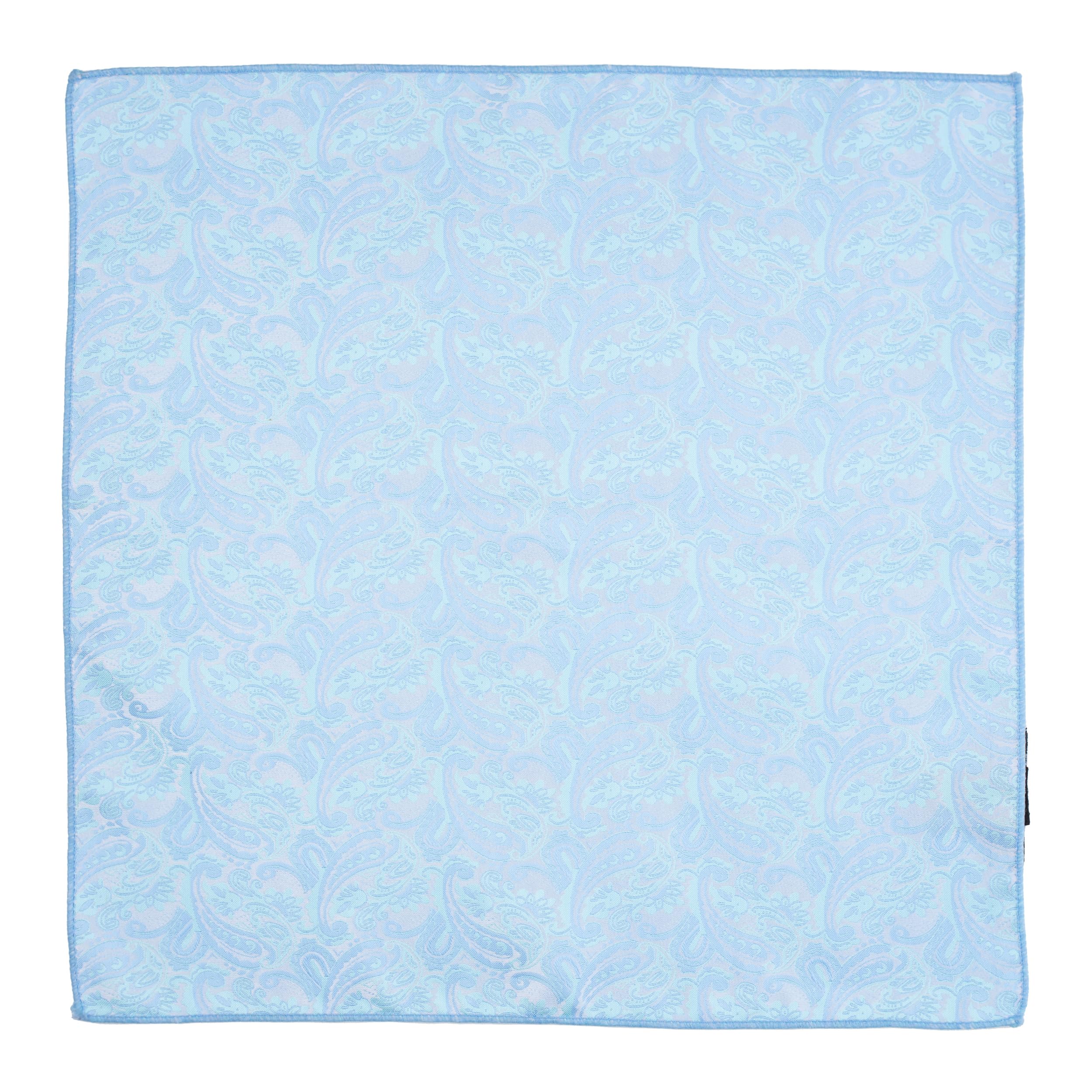 the tie hub Sky Blue Paisley Microfiber Pocket Square For Men-picture-10