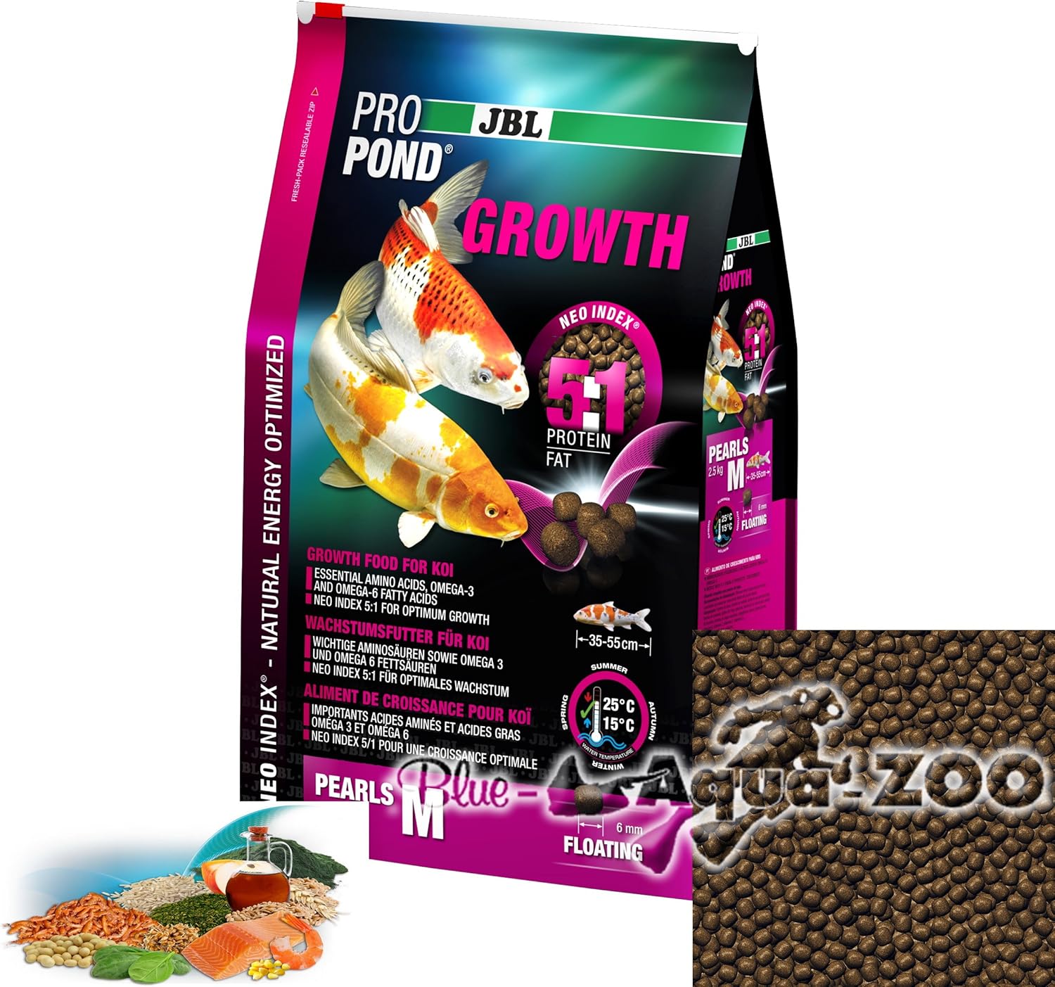 JBL Comida de Crecimiento para Peces Koi, alimento Especial, ProPond Growth M, 5 kg