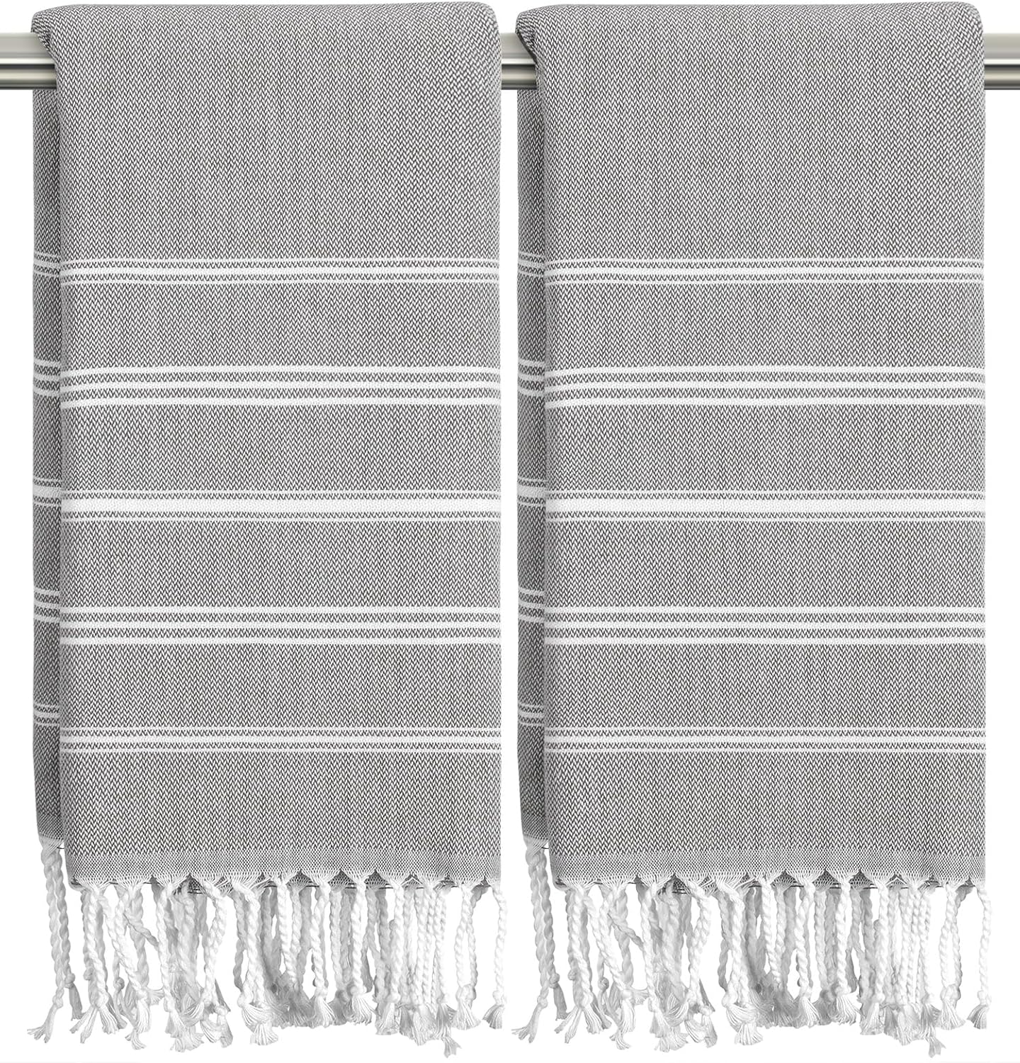 cabanana Hand Towels for Bathroom - 2-Pack,20x30 Inch-100% Cotton,Turkish Bathroom Hand Towels,Super Absorbent & Quick-Dry Soft for Bath, Kitchen, Spa, Face, Hair, Dishcloth (Gray)