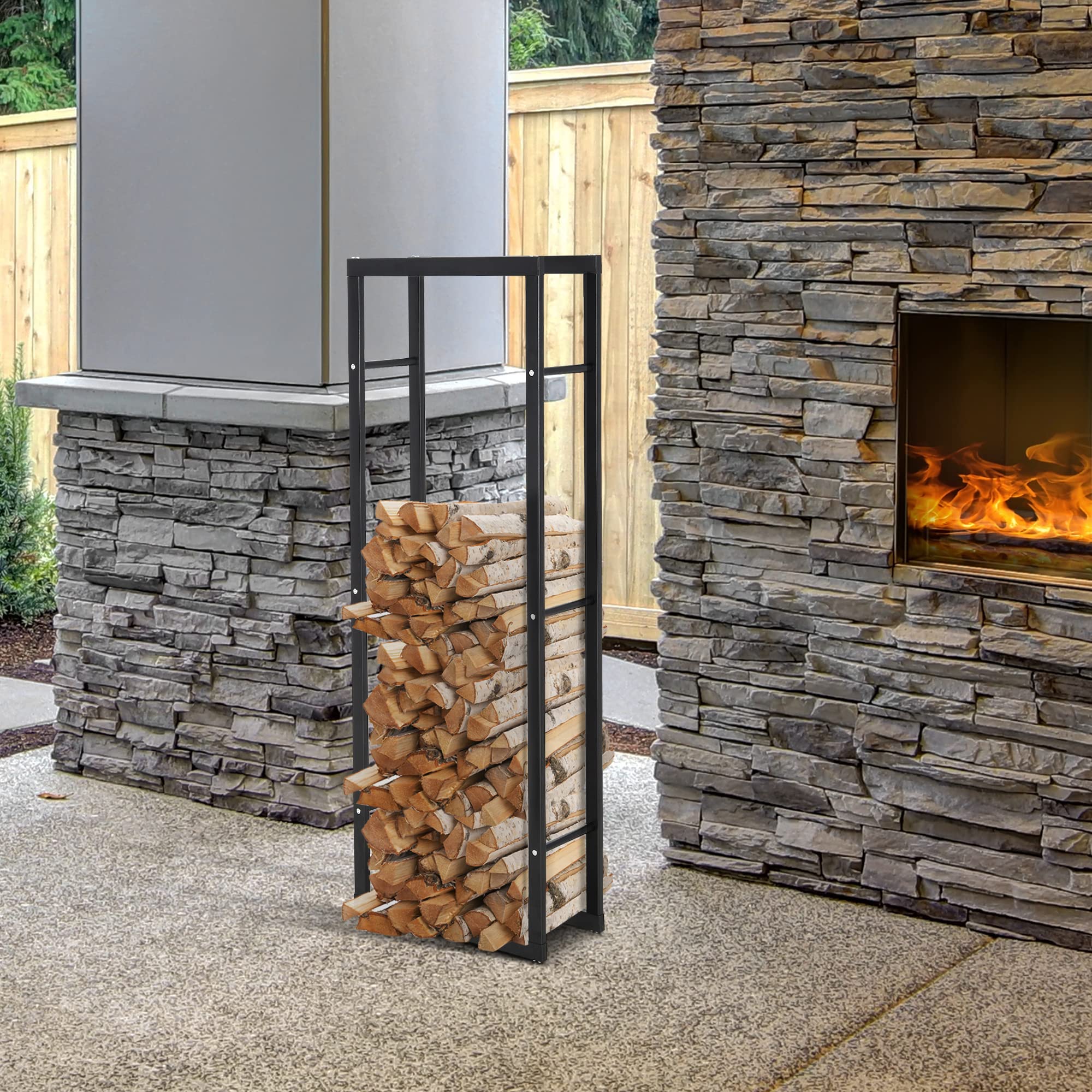 Firewood Storage 17 In. U-Shaped Firewood Rack Steel Fireplace Wood