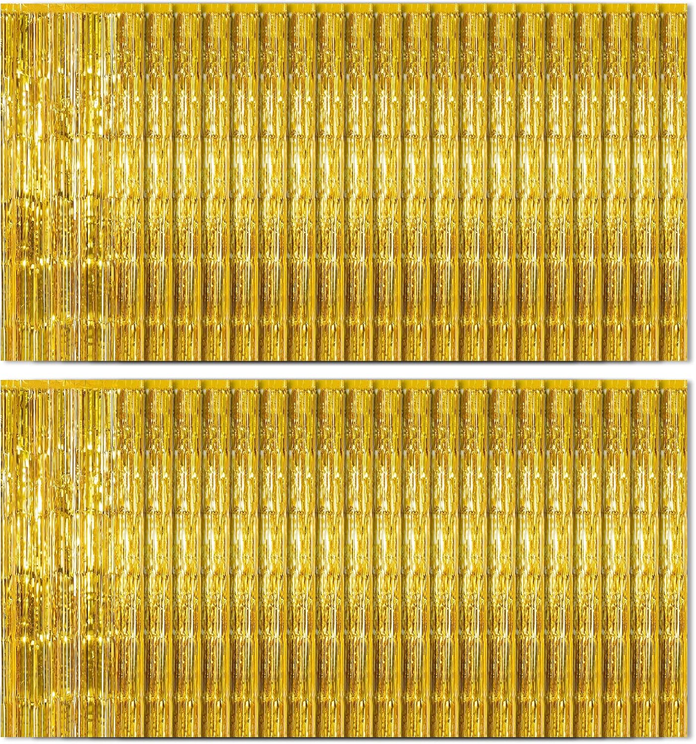 40 Pack Champagne Gold Foil Curtain Backdrop Metallic Tinsel Foil Fringe Curtains Photo Booth Props for Birthday Party Decoration Christmas Holiday Halloween New Year Party Supply