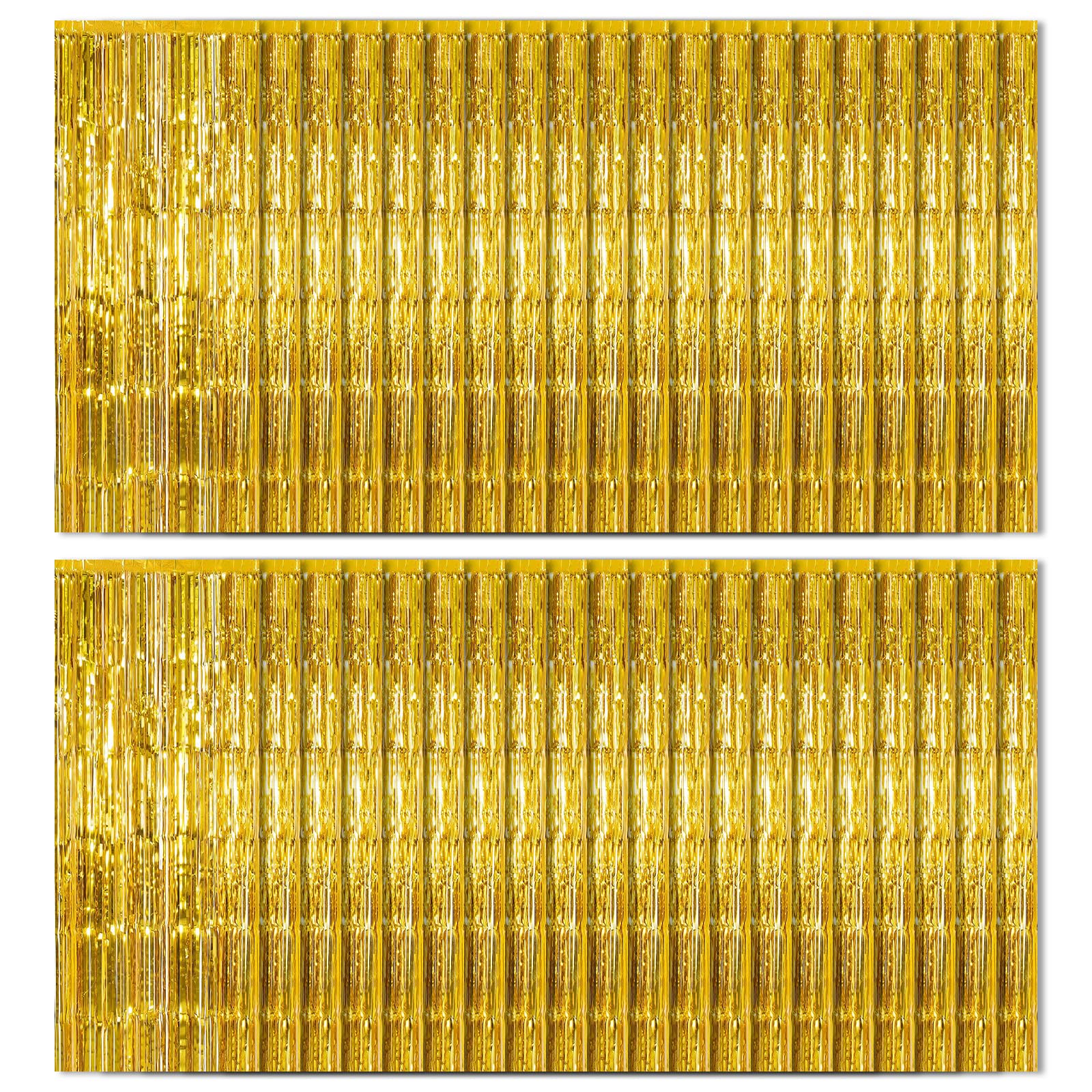 40 Pack Gold Foil Curtain Backdrop Metallic Tinsel Foil Fringe Curtains Photo Booth Props for Birthday Party Decoration Christmas Holiday Halloween New Year Party Supply