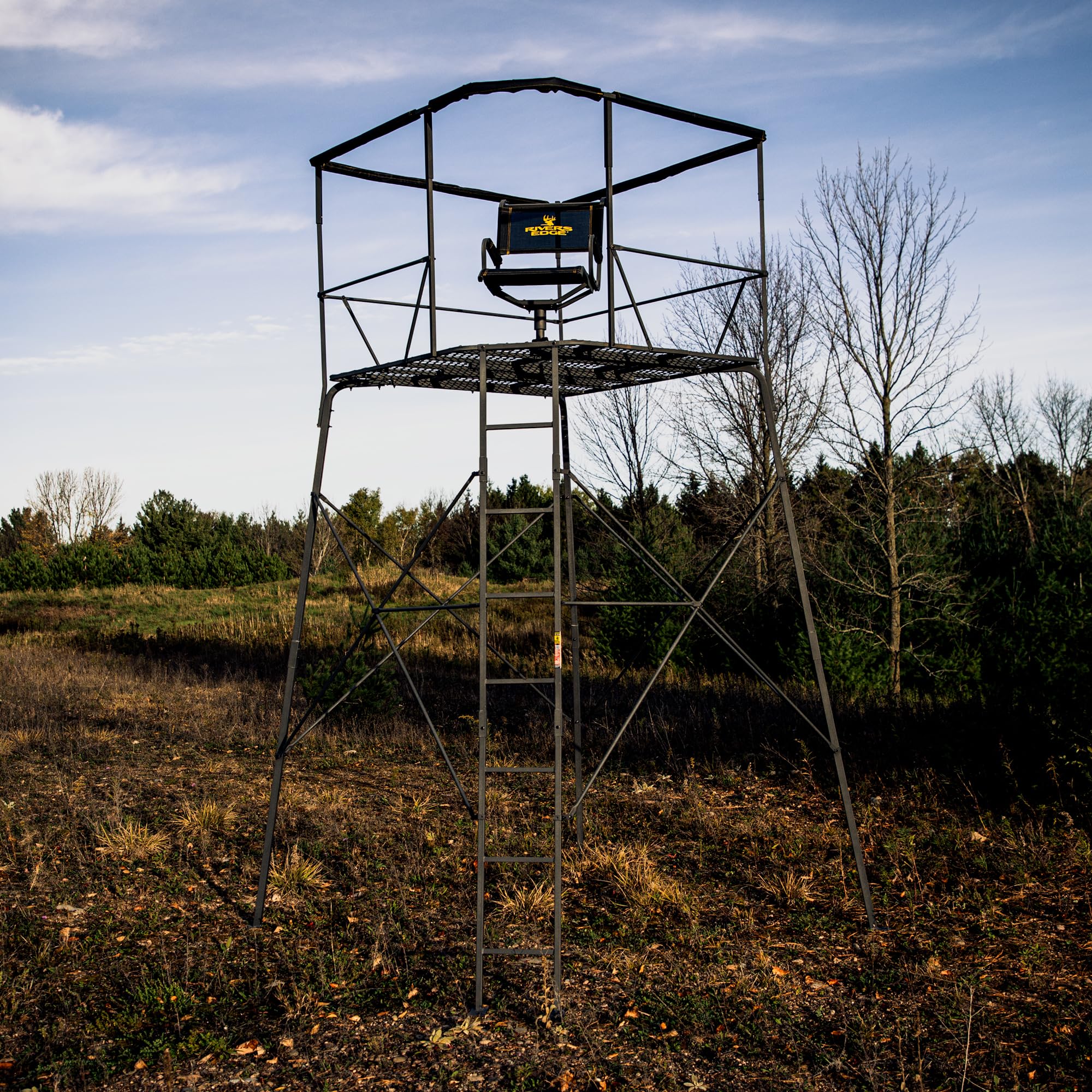 Rivers Edge® 12' 2-Man Quad Pod Tower Stand, TearTuff™ Mesh Seats
