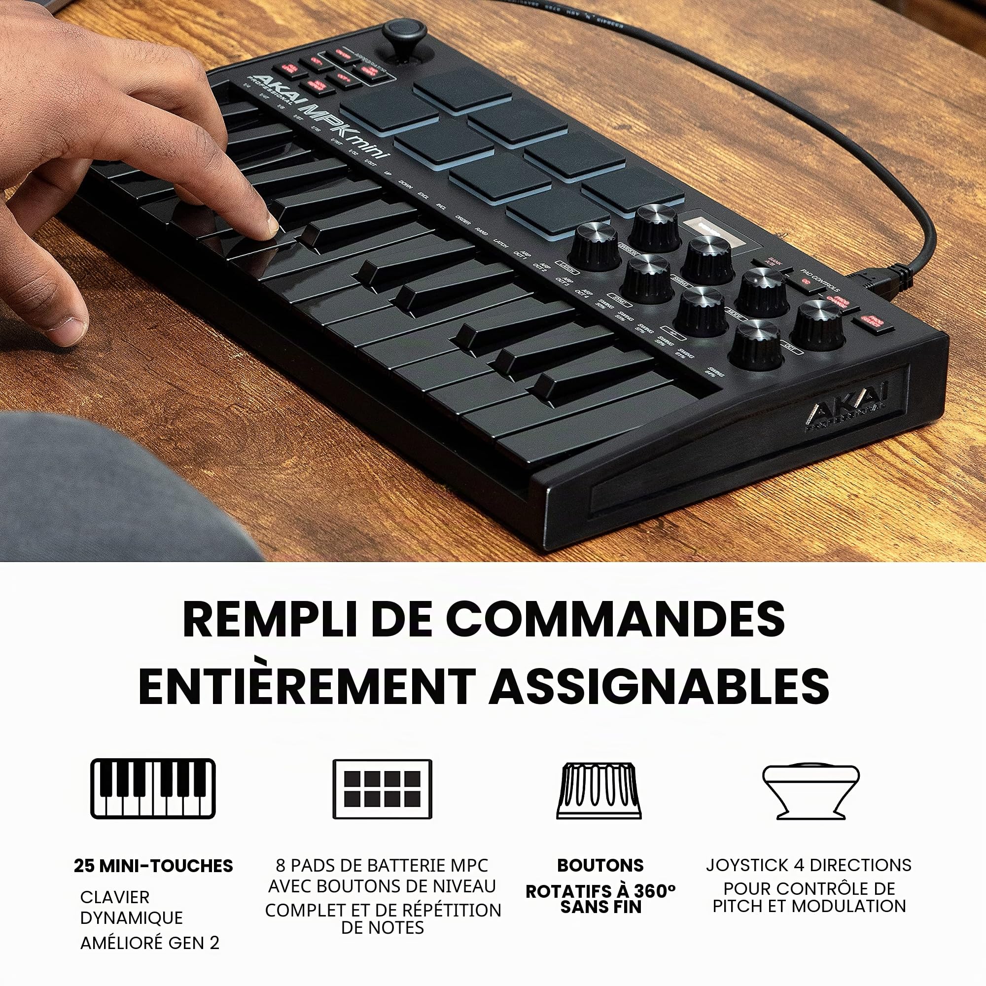 AKAI Professional MPC Studio – Contrôleur MID de production de musique avec 16 pads RGB sensibles à la vélocité & MPK Mini MK3 – Clavier Maître USB MIDI 25 Touches avec 8 Pads Rétroéclairés