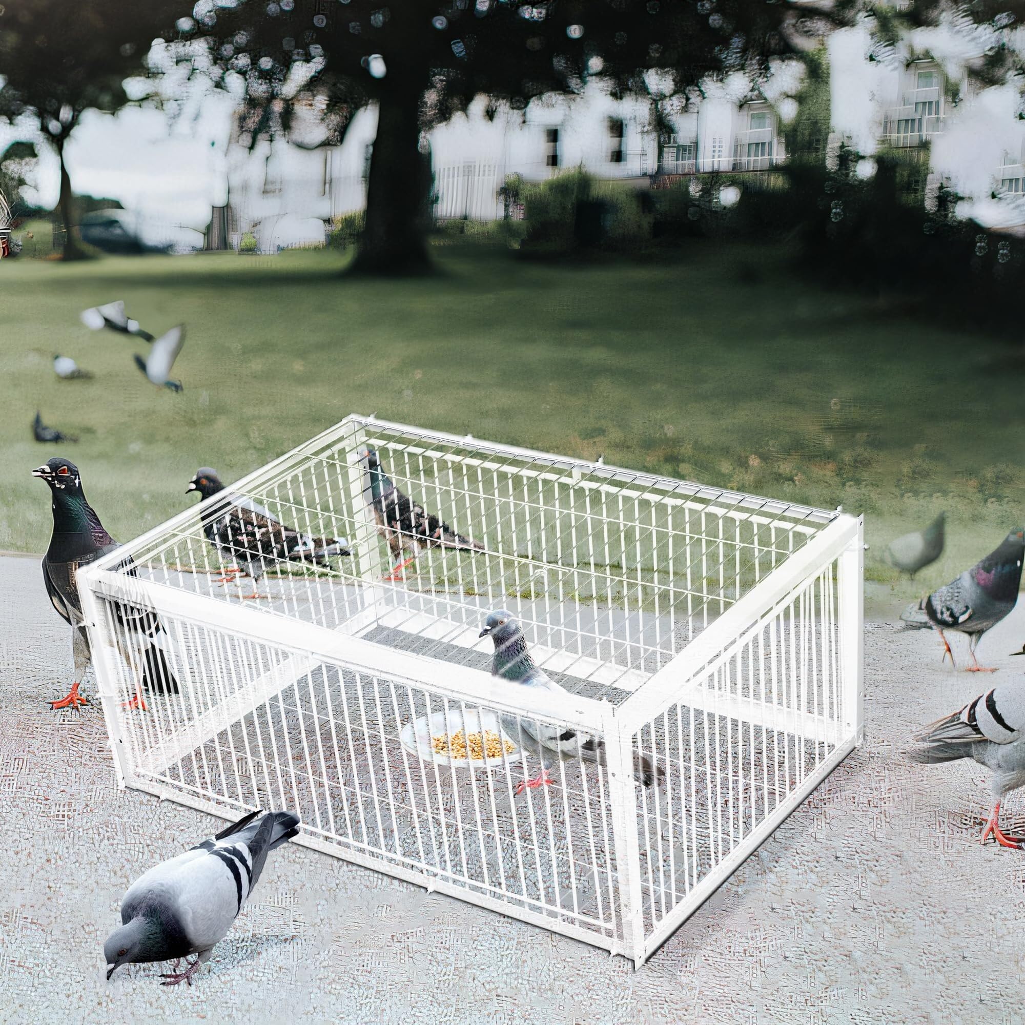 AutoTrap - Jaula para pájaros, solo entrada, sin salida, trampa para palomas con diseño a prueba de escapes, trampas para pájaros pequeños vivos, puerta de trampa para palomas, jaula de trampa para
