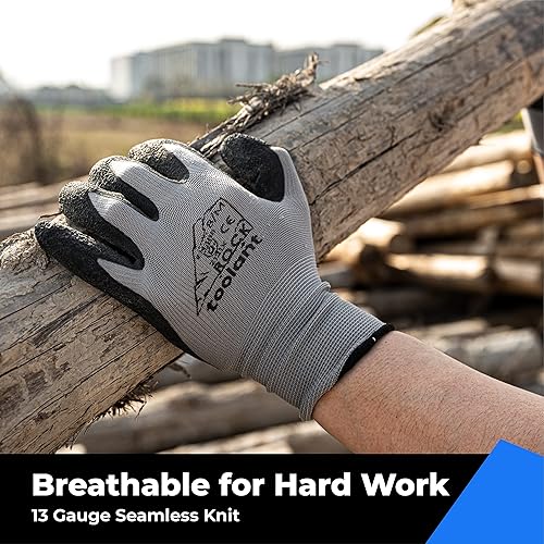 Miniatura 6 de toolant Guantes de trabajo, guantes de goma de látex arrugado para construcción, jardinería, almacén