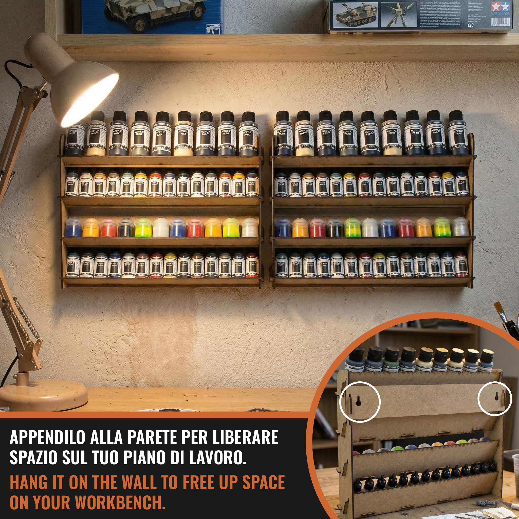 PROSCALE Porta colori acrilici per modellismo Organizer Espositore Universal