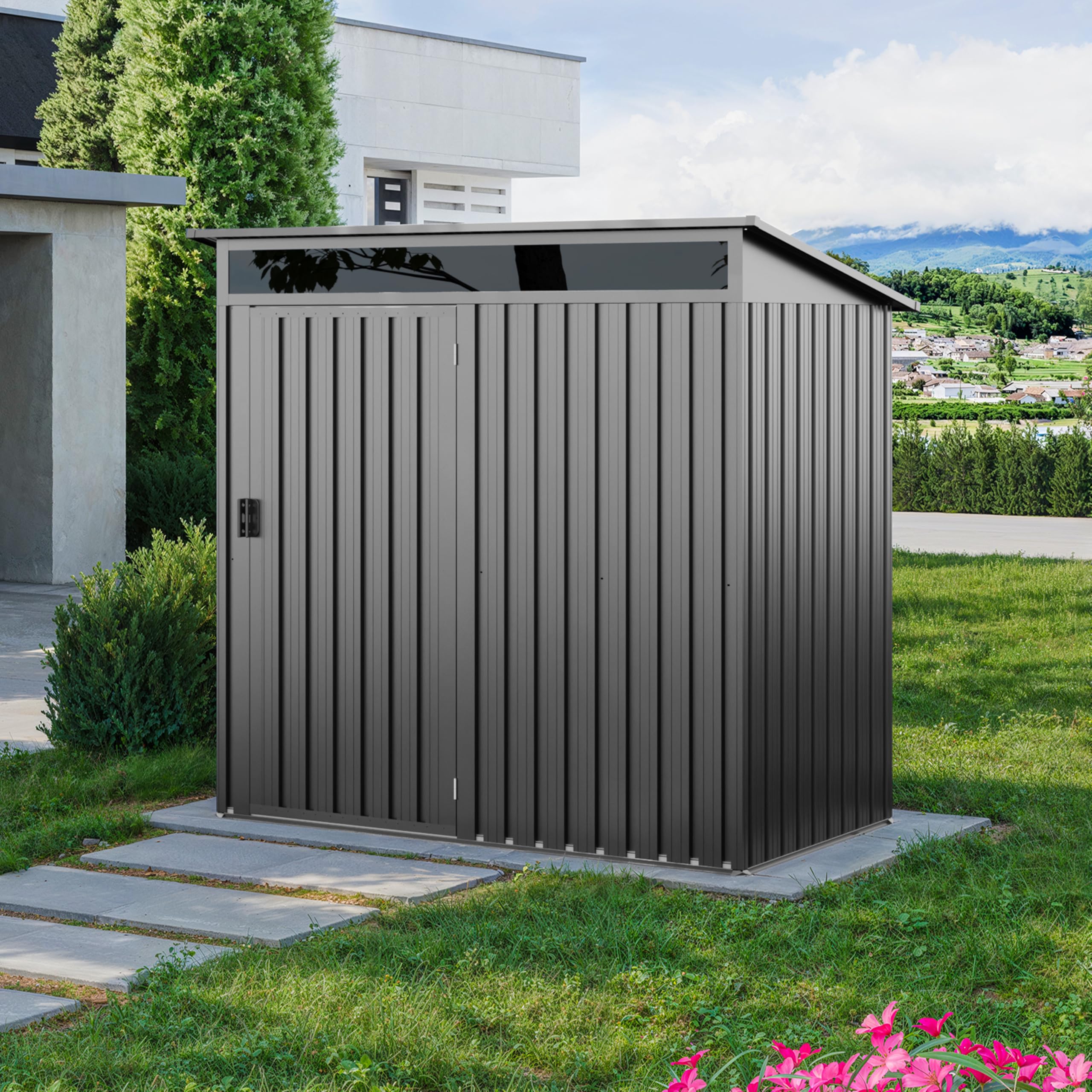 GFP Primeyard Abri de Jardin en métal 180x100x200 cm Armoire de Jardin Gris