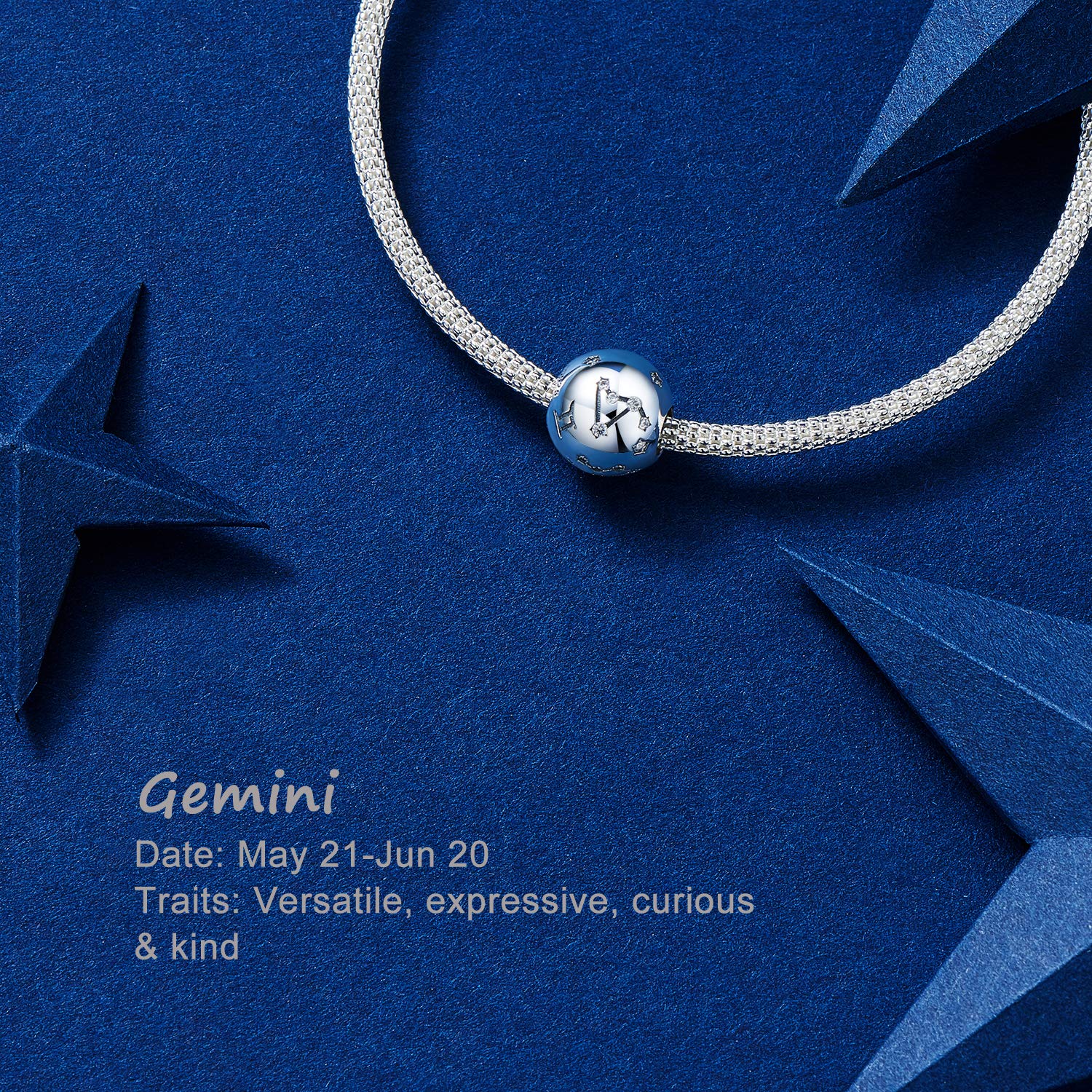 NINGAN Perline costellazioni in argento sterling 925 Fascino di zircone 5A Adatto per il regalo di compleanno della collana del braccialetto delle donne