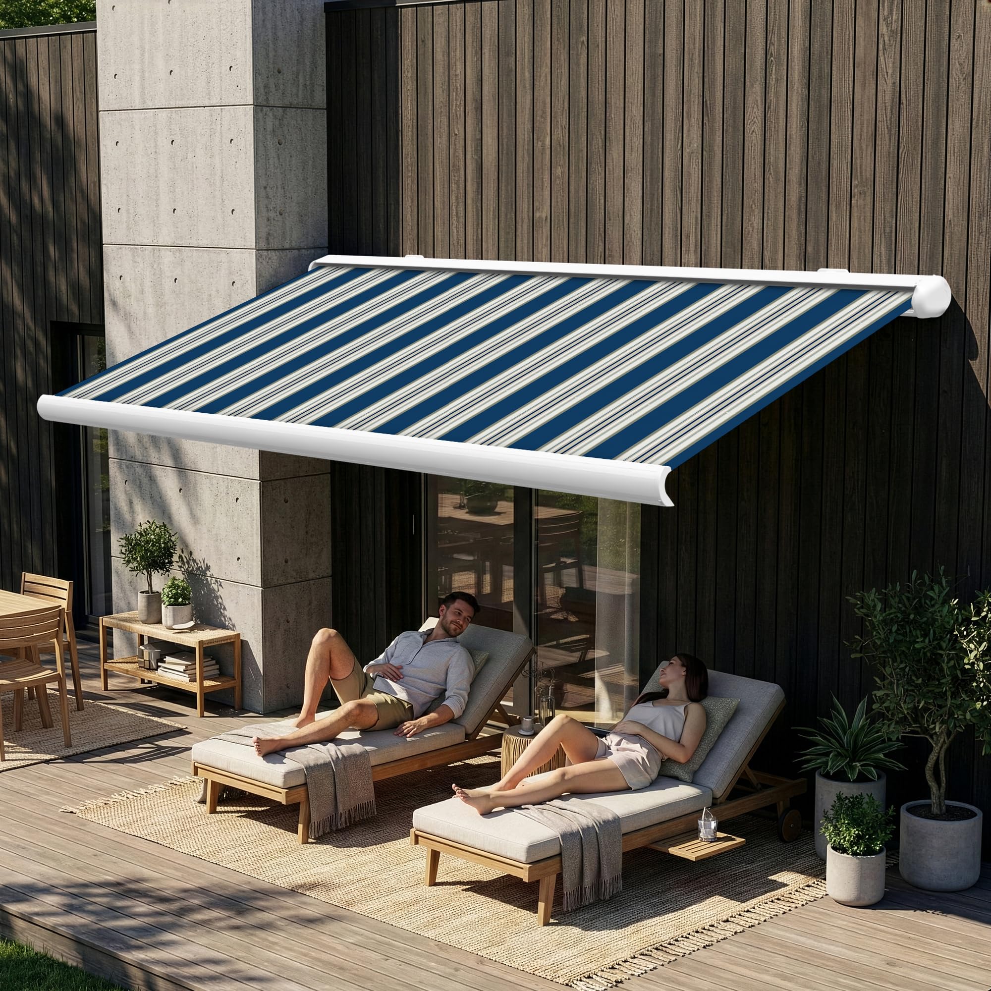 Amazon.de: Eclipse Vollkassettenmarkise Premium elektrisch 4,5x3m Markise  Balkon Terrassenberdachung Kassettenmarkise Gelenkarm Polyacryltuch  UV-Schutz 50+ Smarthome-fhiger Dooya Motor, Markisentuch: Meer