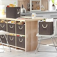 Vista 6 de SIMPLE HOUSEWARE Cubo de almacenamiento de 13 pulgadas con asas trenzadas, paquete de 3, color marrón