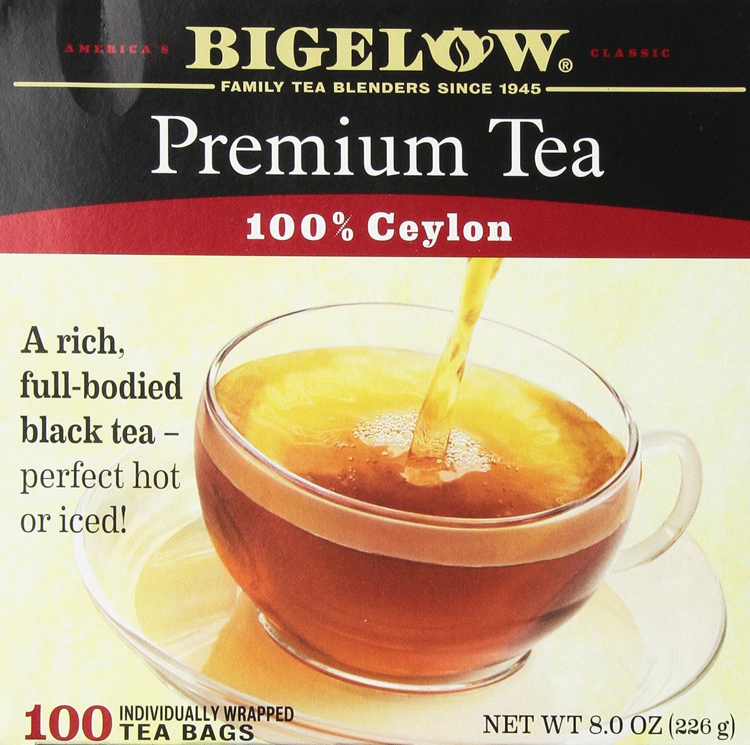 Bigelow 100 Count Premium Blend Black Tea, Contains 100 Individually Wrapped Tea Bags, Full Caffeine