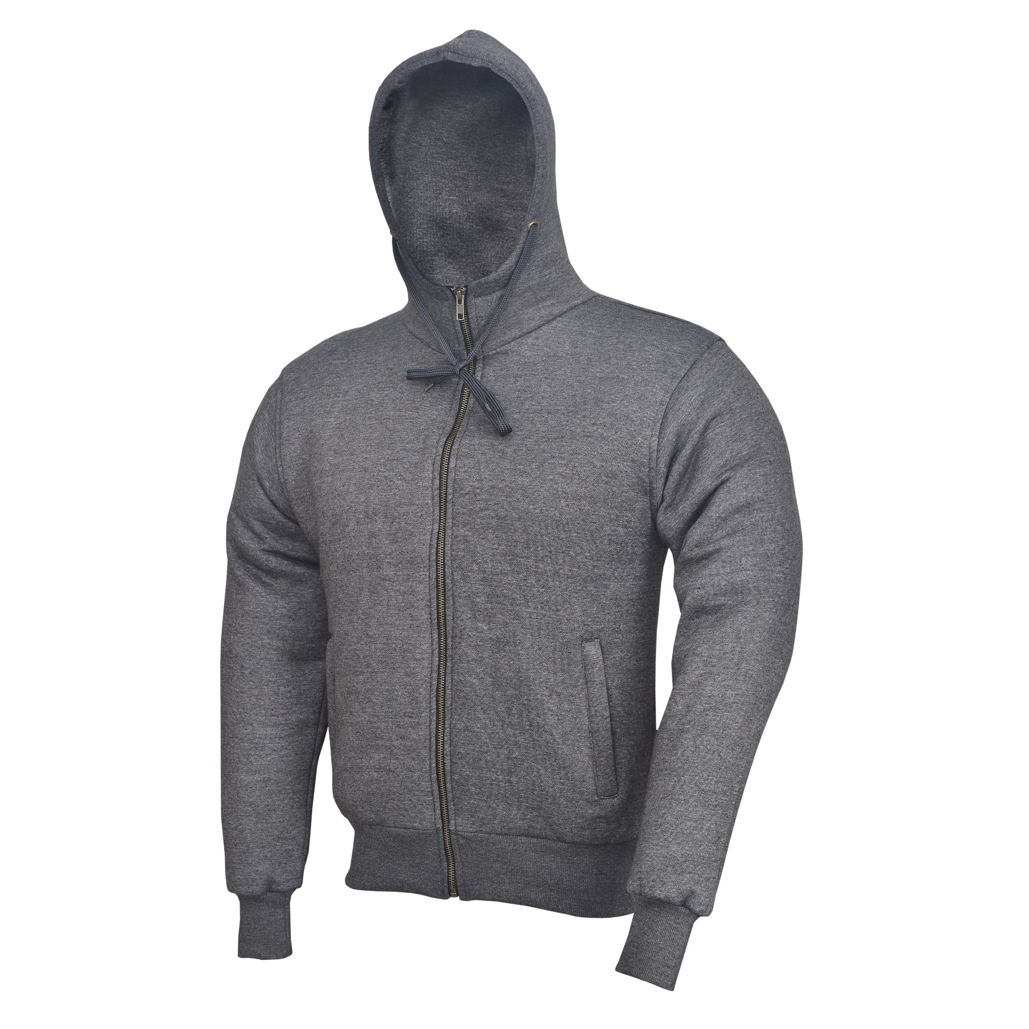 Grey Charcoal Motorcycle Motorbike Hoodie Hoody Jacket Zip Up Removable CE Armoured