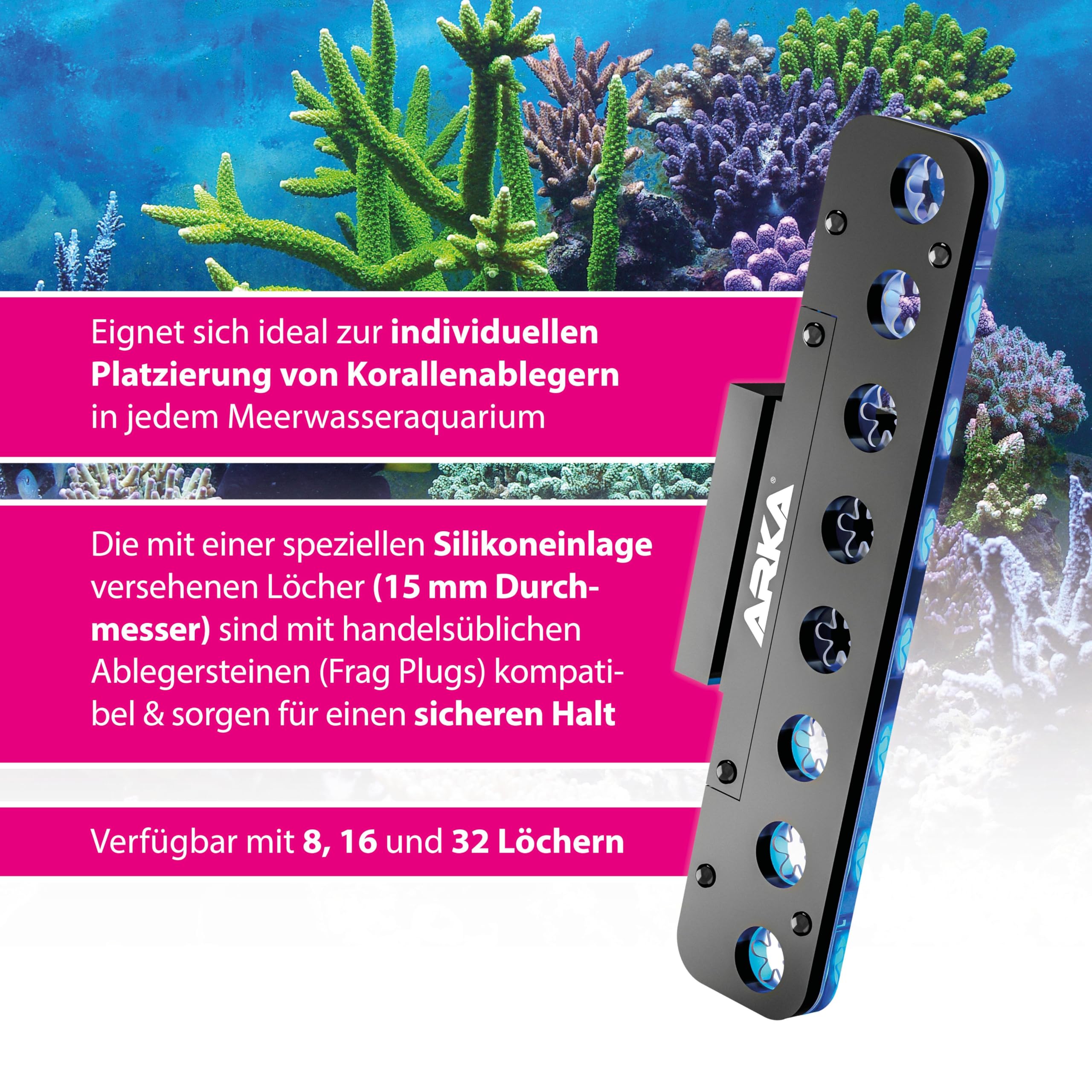 ARKA myREEF®-Plug | 27 mm | SQUARE | 12 stuks | Keramische stenen voor koraalstekken in elk zeeaquarium | Incl. sleuven voor optimale houvast | Gemakkelijk om mee te werken
