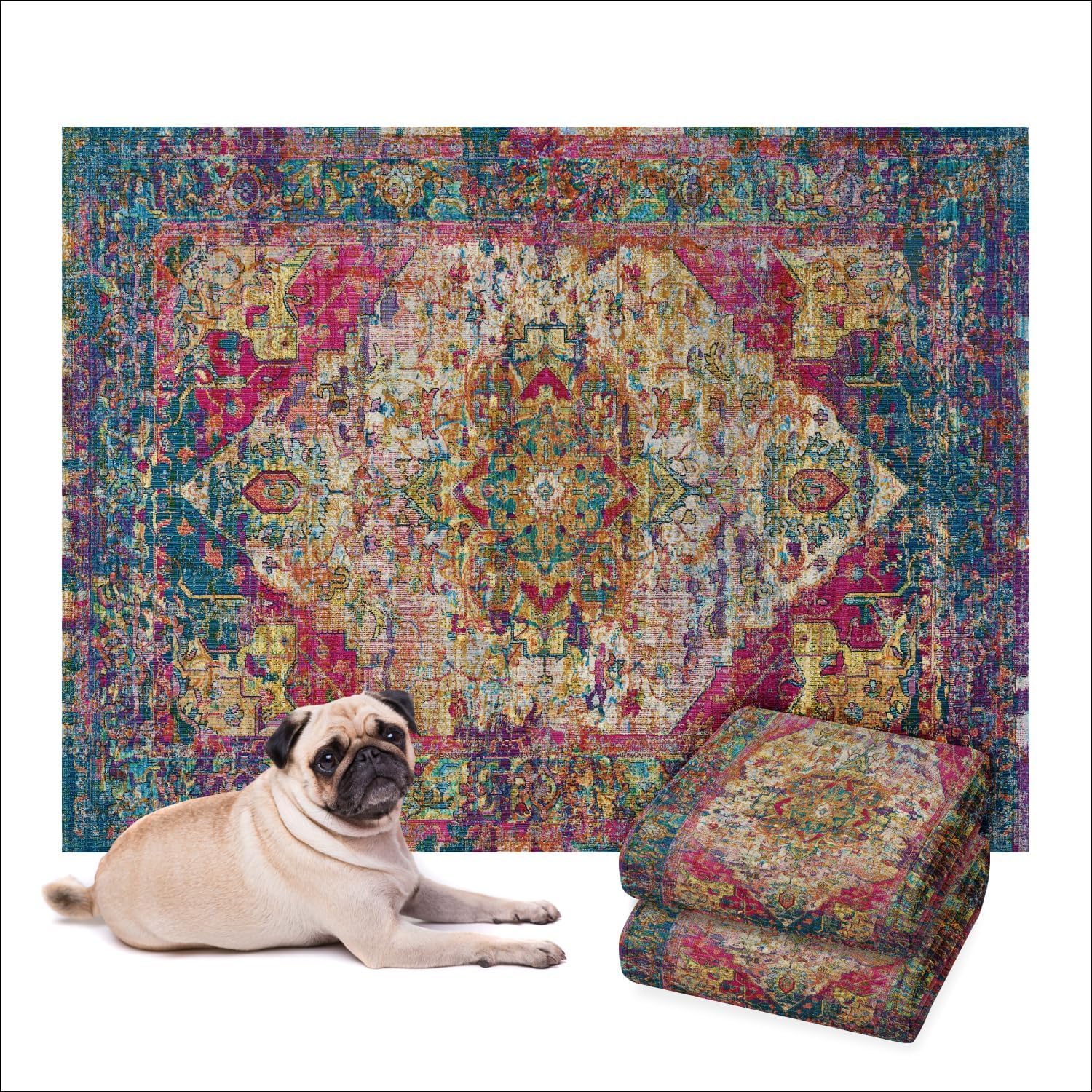 Lovewag Pets Washable Dog Pee Pads, 36" x 48", Waterproof, Non-Slip, Super Absorbent, Reusable Machine-Washable, 2-Pack (Bohemian Jewel)