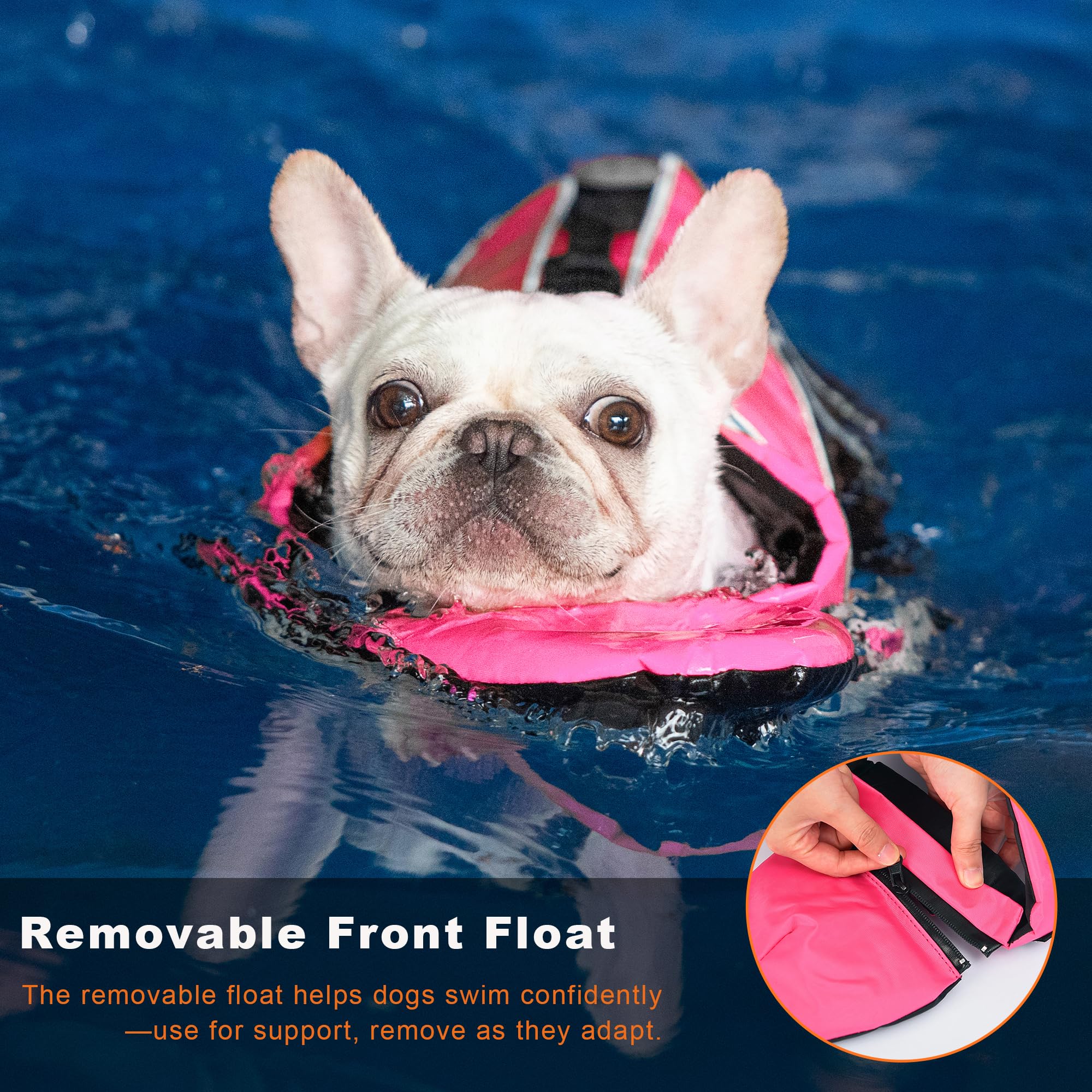 Mklhgty Giubbotto di salvataggio per cani, riflettente con collo rimovibile, galleggiante, ad alta galleggiabilità, per nuoto e canottaggio, costume da bagno di sicurezza per animali domestici