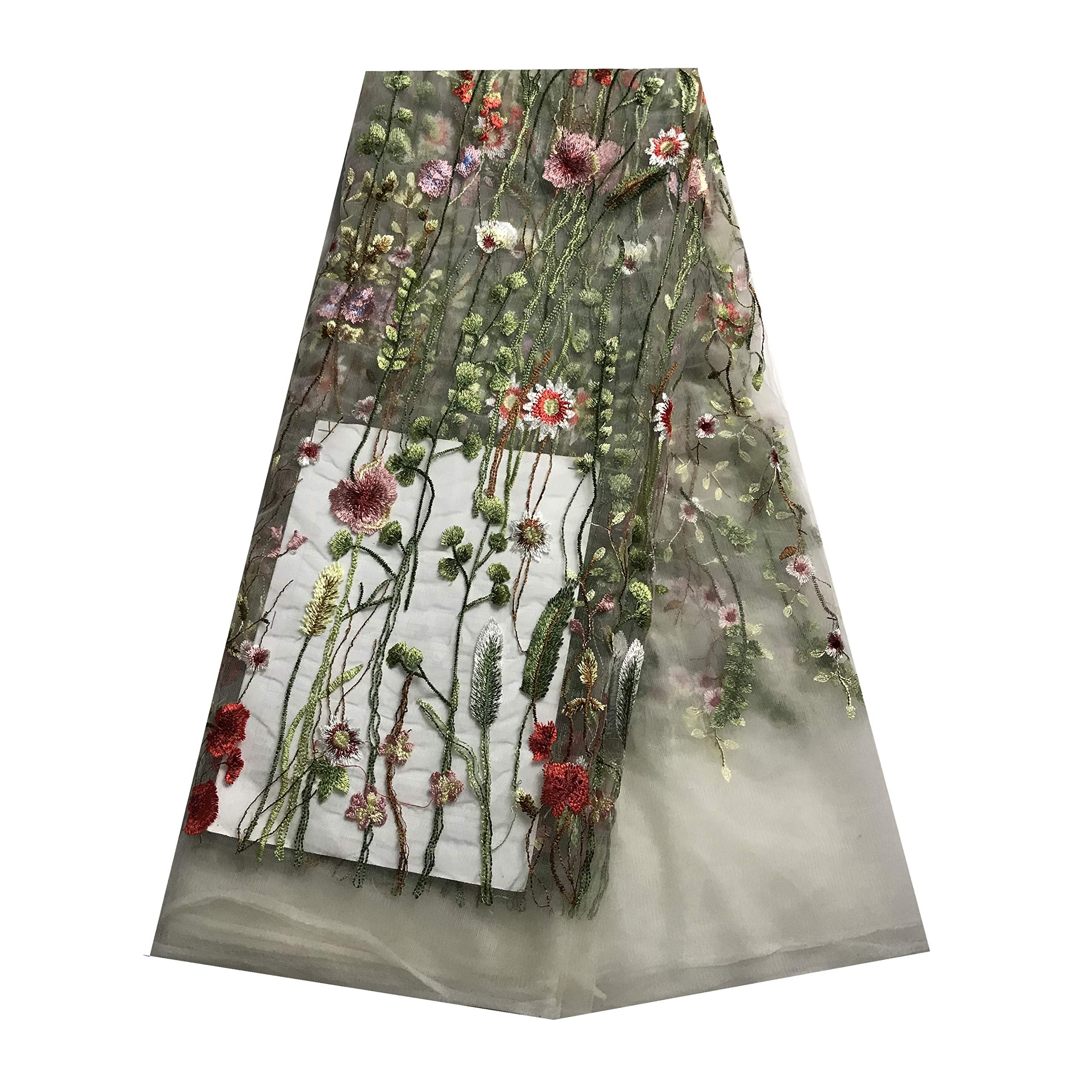 5 Yards Latest African Lace Fabric White Tulle Embroidery Swiss Voile Lace Black Dress Sewing Material KRL-6817