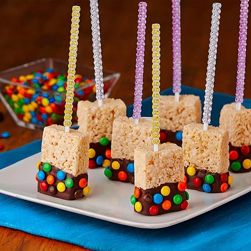 Miniatura 7 de 25 palitos de papel brillantes para tartas, palitos de piruleta con diamantes de imitación con brillantina, soporte para dulces de envoltura de