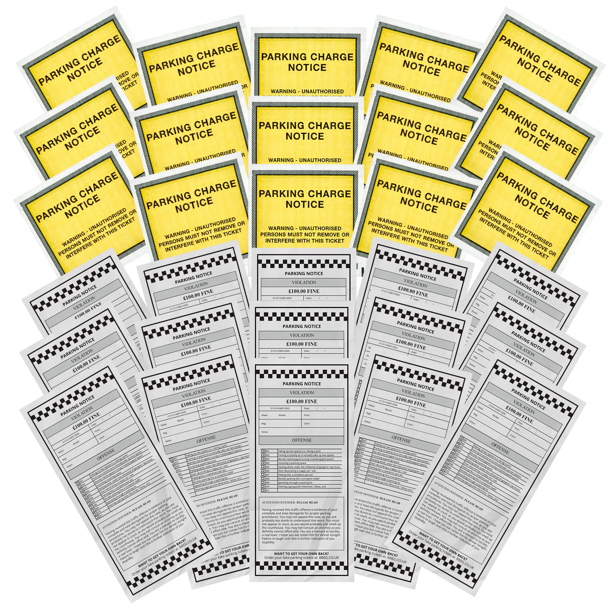 Official Looking Hilarious Novelty Parking Tickets x15