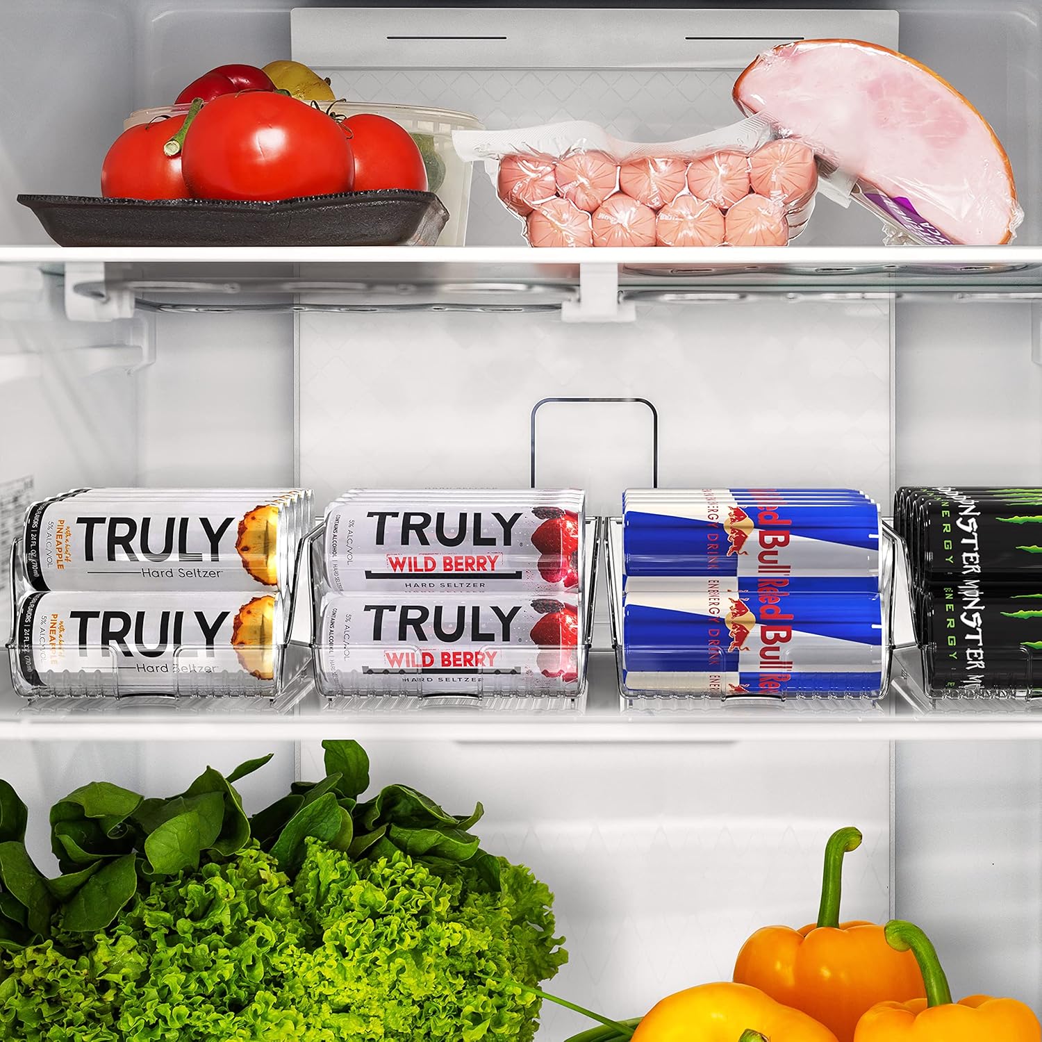 Simple Houseware Tall Skinny Can Organizer and Dispenser for Refrigerator or Pantry, Clear, Set of 2 - Image 6