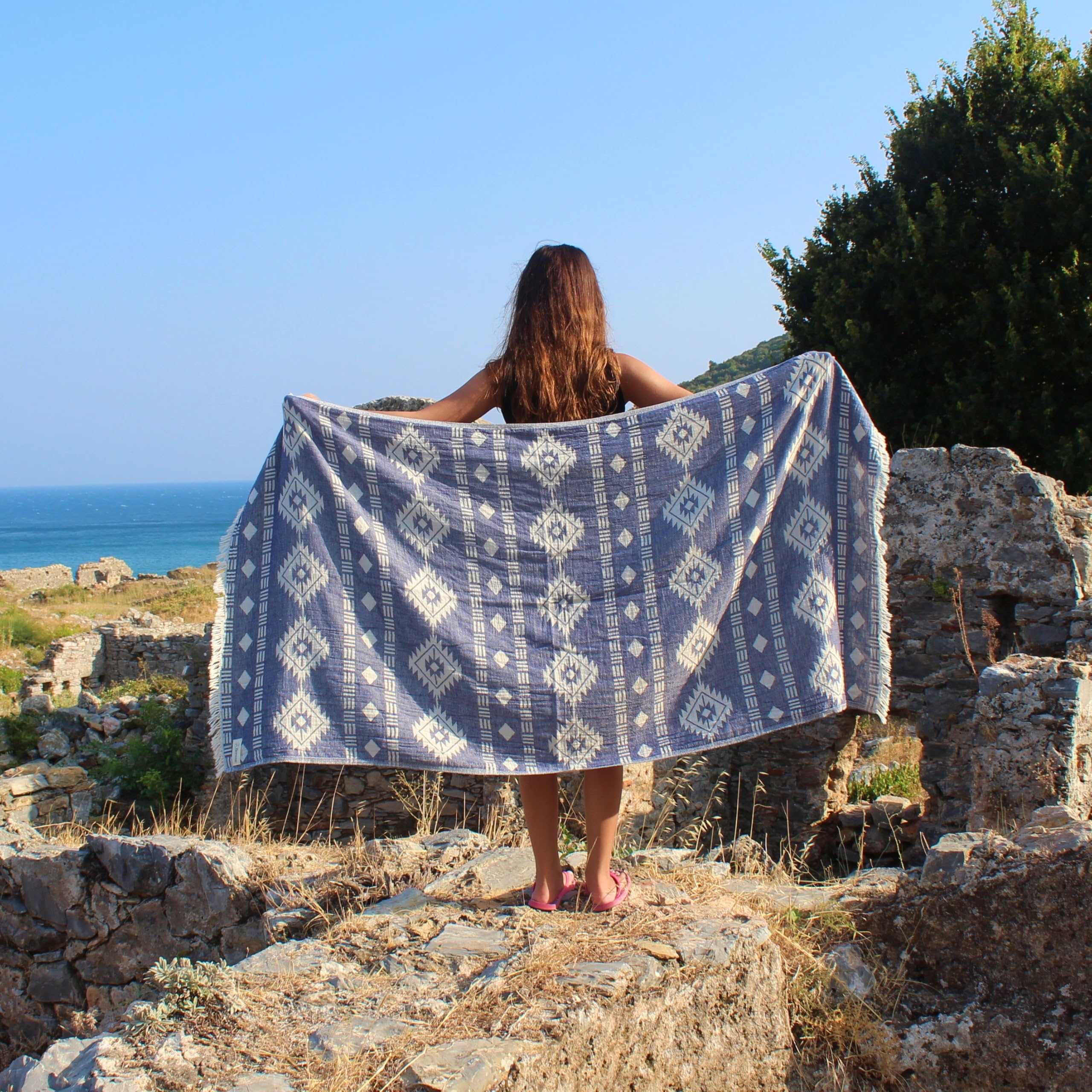 Bersuse 100% Cotton - Zipolite Turkish Towel - Peshtemal Beach Sheets