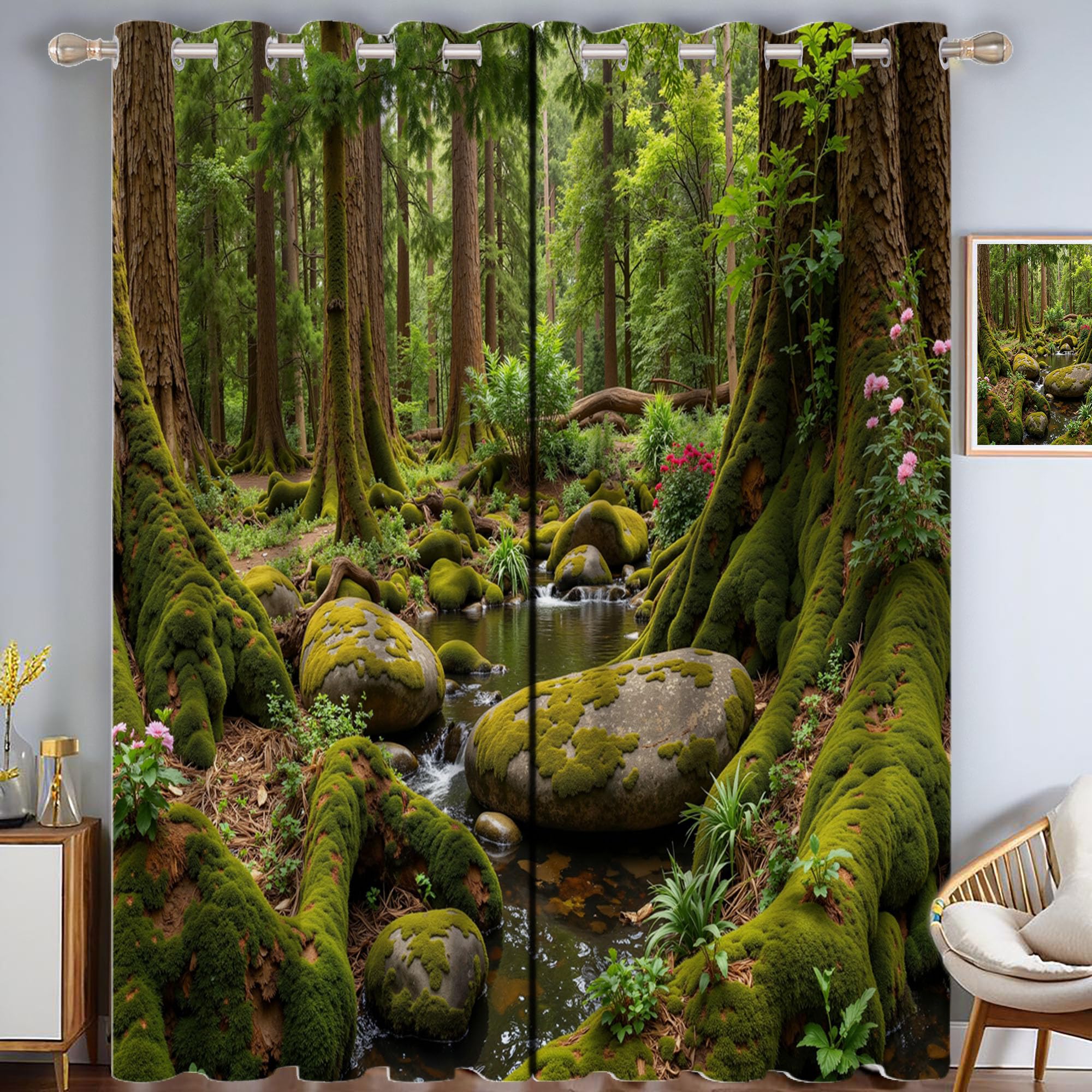Rideau isolation thermique contre le froid et la chaleur motifs forêt tropicale verte