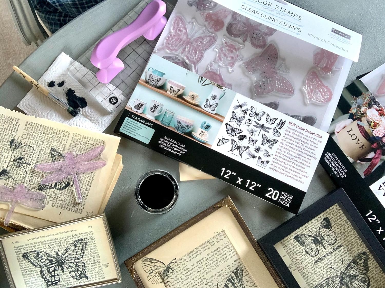 Redesign Decor Clear-Cling Stamps - Monarch Collection for Wall Paint Wall Art Furniture Decorative nightstand Bed Side Stand Large Vanity Table Set Makeup Vanity Dressing Table Computer Desk