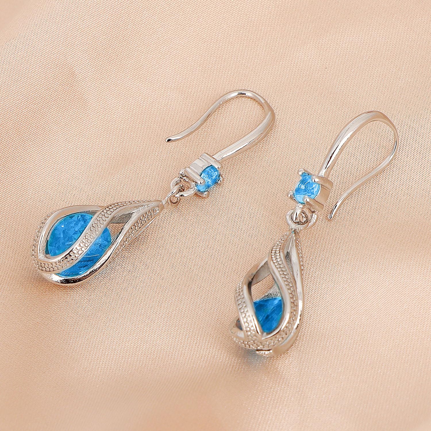 Ohrringe Hängend für Damen, Tropfen-Design Ohrhänger mit Fixiertem Zirkonia, Modische Ohrringe, Elegante Damenohrringe als Geschenk