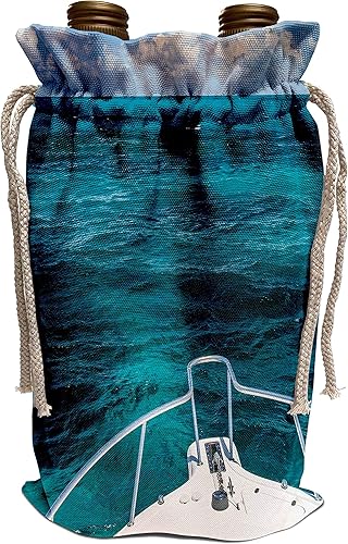 3dRose Boat at Matanilla Reef, blue ocean waters of the Abacos, Bahamas. - Wine Bags (wbg_343291_1)