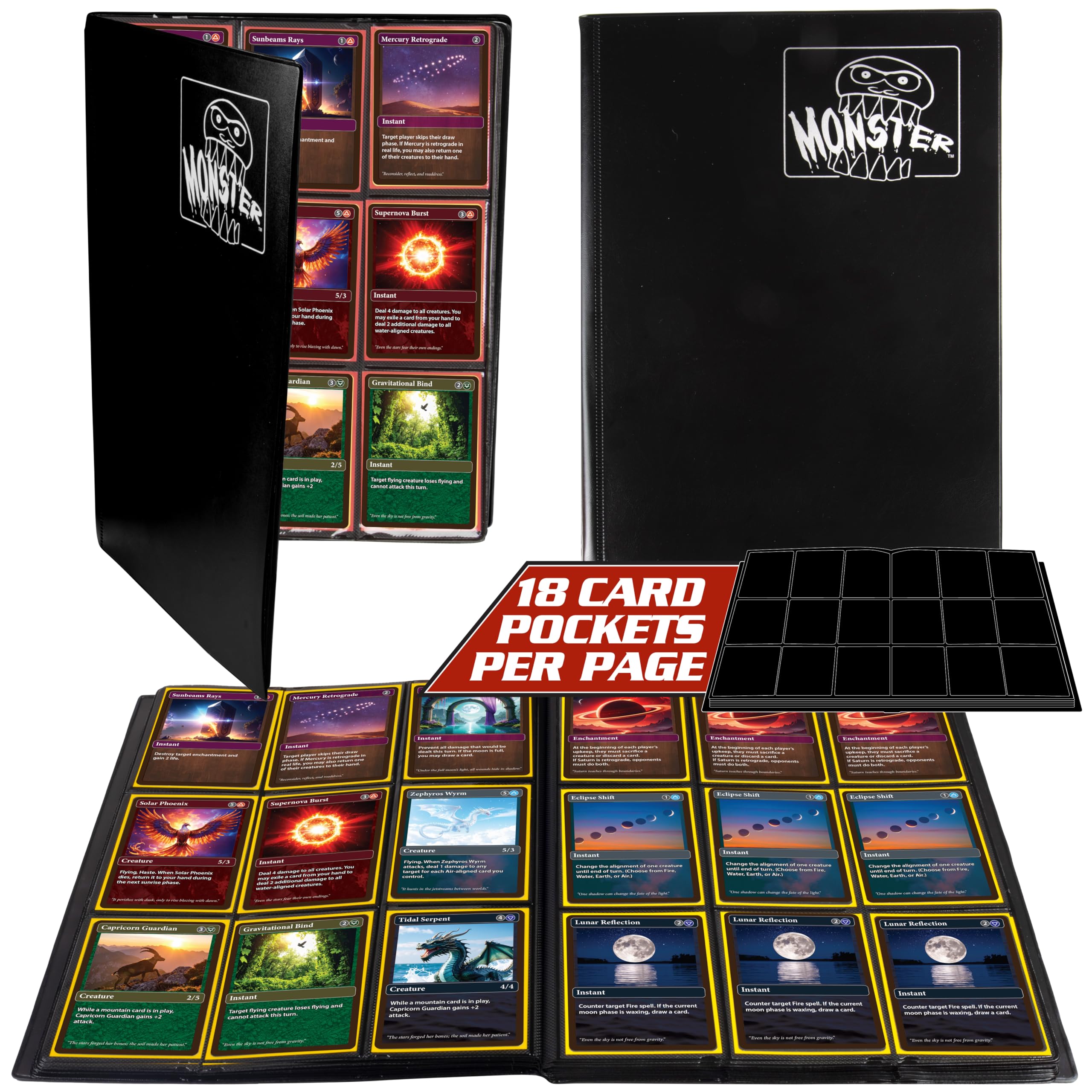 Amazon.com: 9 Pocket Trading Card Binder- Matte Black Album w Side