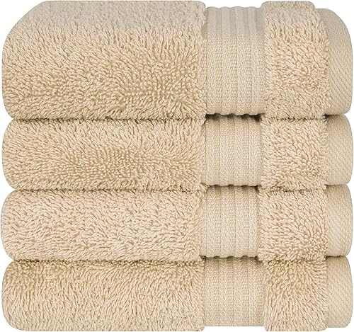 Miniatura 331 de Cotton Paradise - Juego de 4 toallas de mano para el baño de 100% algodón turco, suaves y absorbentes, color beige
