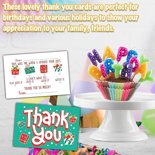 Miniatura 4 de Tarjetas de agradecimiento de Navidad para niños, tarjeta de agradecimiento en blanco, lindas notas de agradecimiento para niños y niñas,