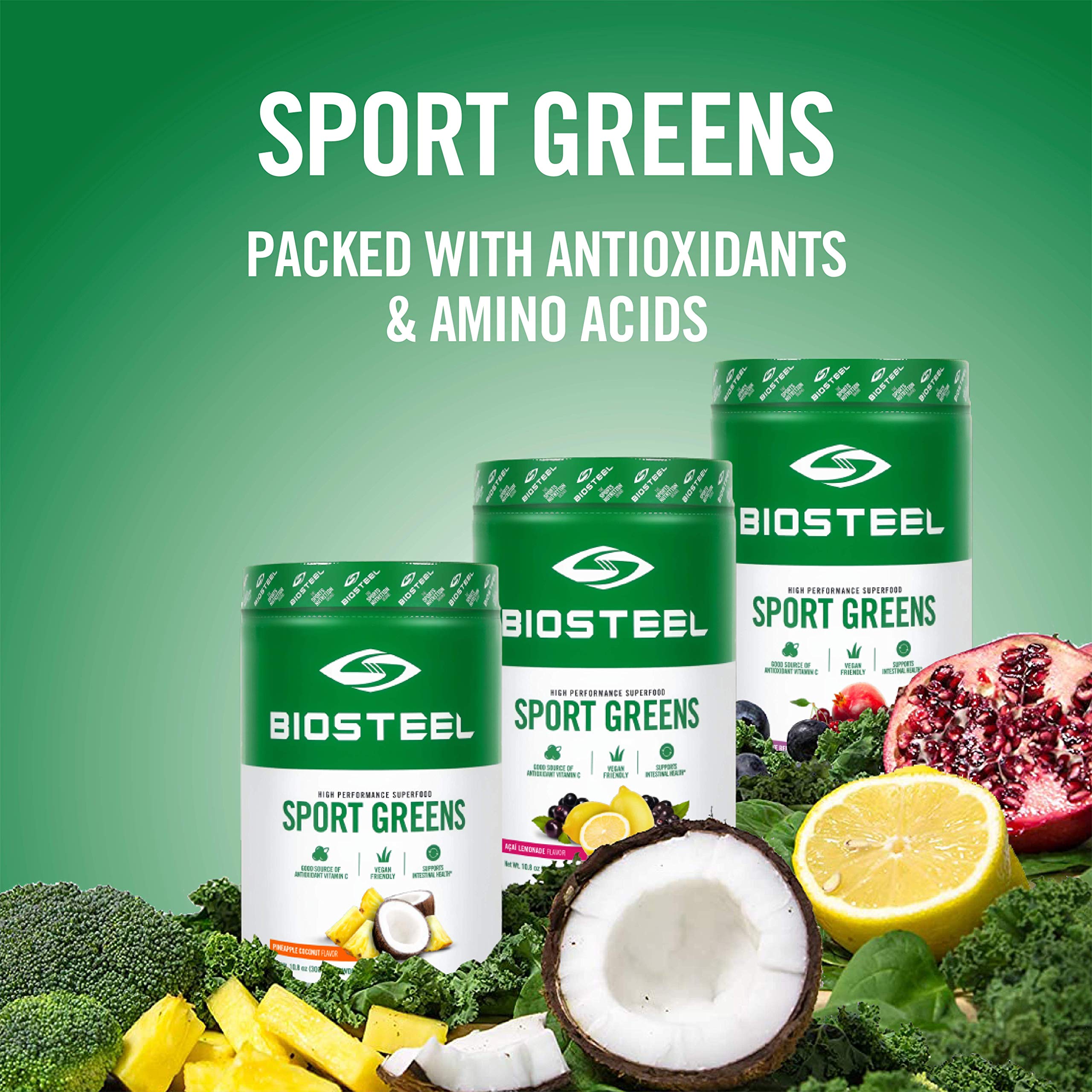BIOSTEEL Sport Greens Powder, High Performance Superfood Supplement, Non-GMO Formula, Acai Lemonade, 30 Servings — Amazon image 4