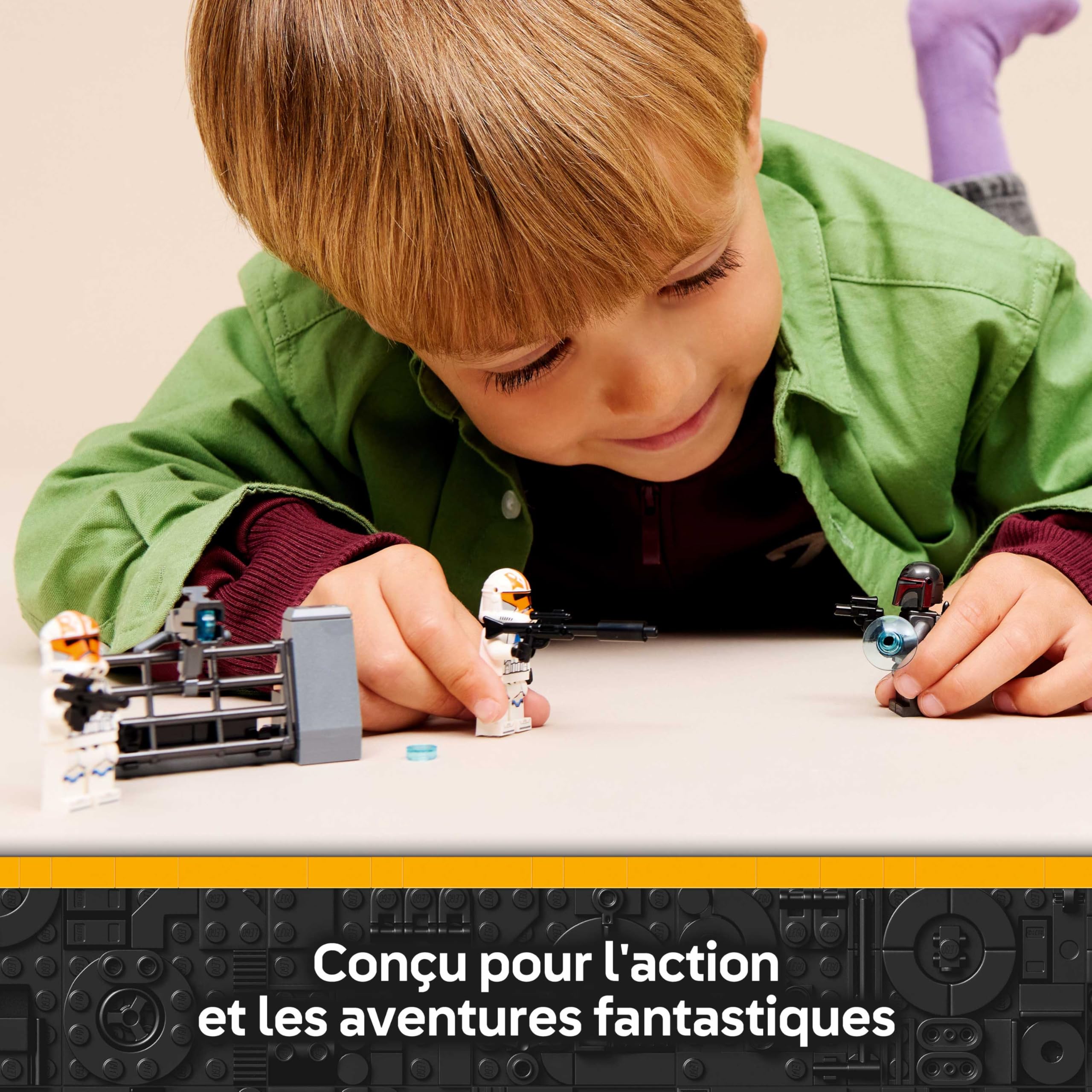 LEGO Star Wars 75449 Pack de Combat Le Siège de Mandalore - Jouet d'action avec Minifigurines de 2 Mandaloriens & 2 Clone Troopers - Speeder & Pistolets Blasters - Cadeau pour Garçon dès 6 Ans & Fans