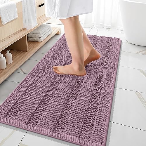 Miniatura 222 de OLANLY Tapetes de baño gruesos de felpilla a rayas de 30 x 20 pulgadas, extra suaves, absorbentes, con parte trasera de goma, se pueden lavar