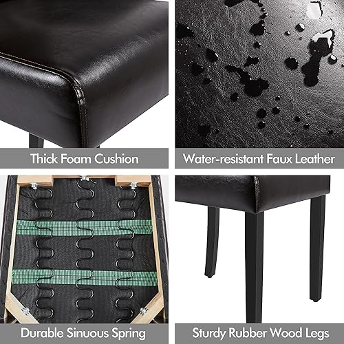Miniatura 26 de Yaheetech Juego de 4 sillas de comedor de piel sintética de estilo moderno con patas de madera maciza y acolchado con botones para la cocina del