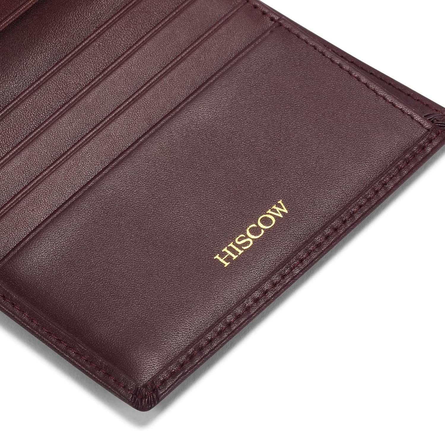 HISCOW Full Grain Leather Bifold Wallets for Men, Slim Minimalist Mens Wallet, Gifts for Dad Birthday Fathers Day (Bordeaux)