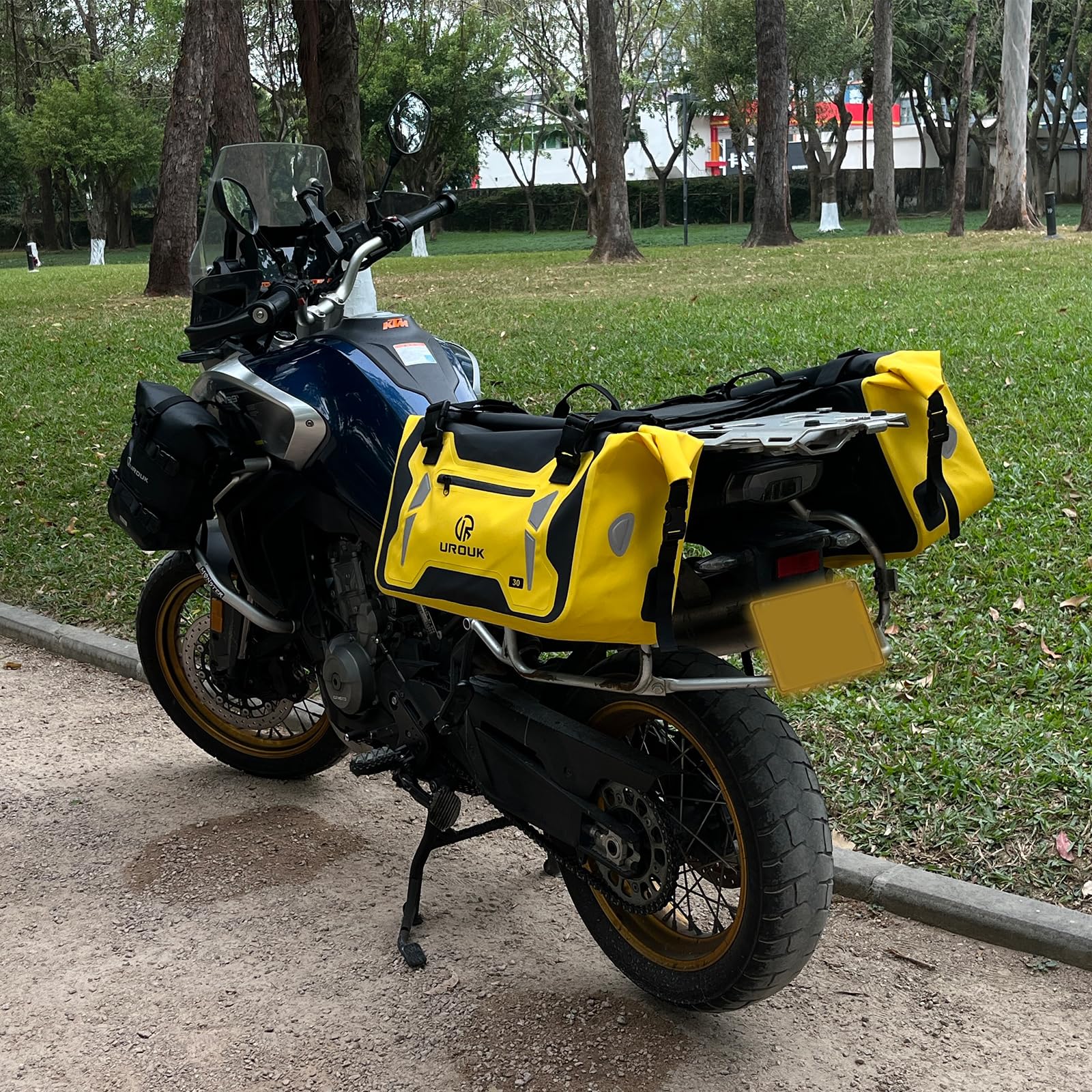 Bolsa Lateral Moto Impermeable 60L (30L*2) de Sillín para Motocicleta - Alforjas y Pannier para la Mayoría de Bastidores (Amarillo)