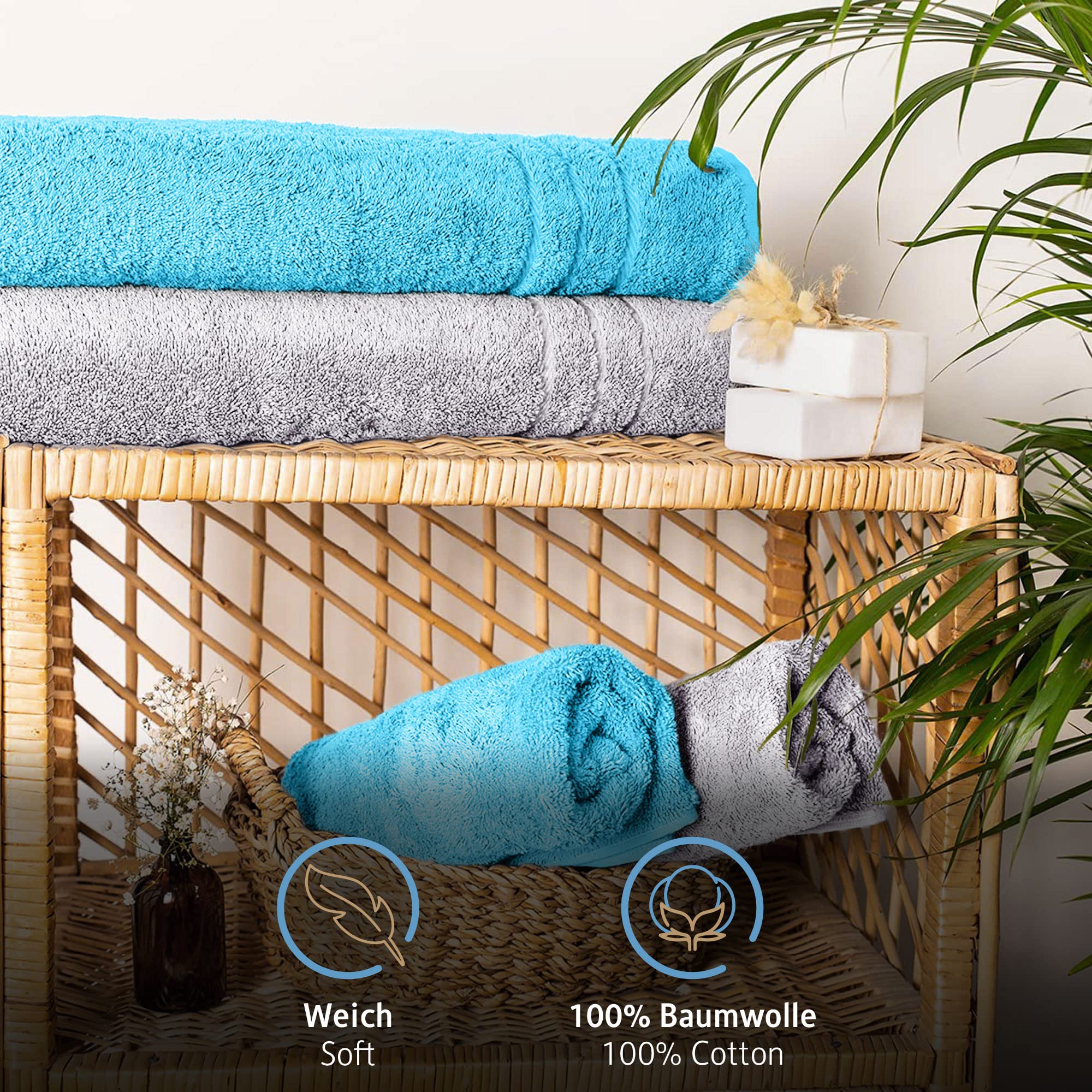 Image secondaire de Lot de 2 Serviettes de Sauna XXL en Coton - Douces et à Séchage Rapide