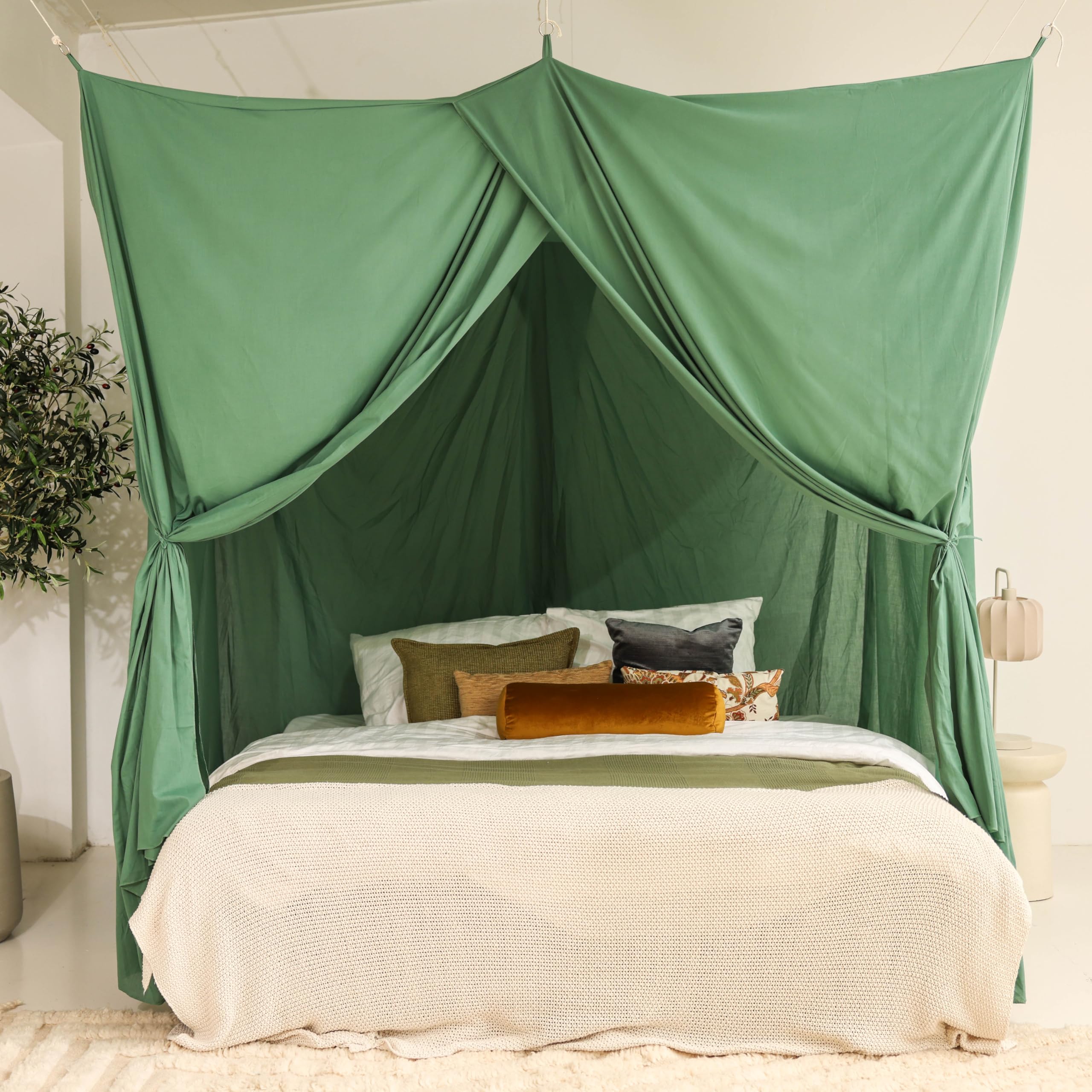 Green Bed Canopy for Queen & King-Size Beds | Luxury Mosquito Net