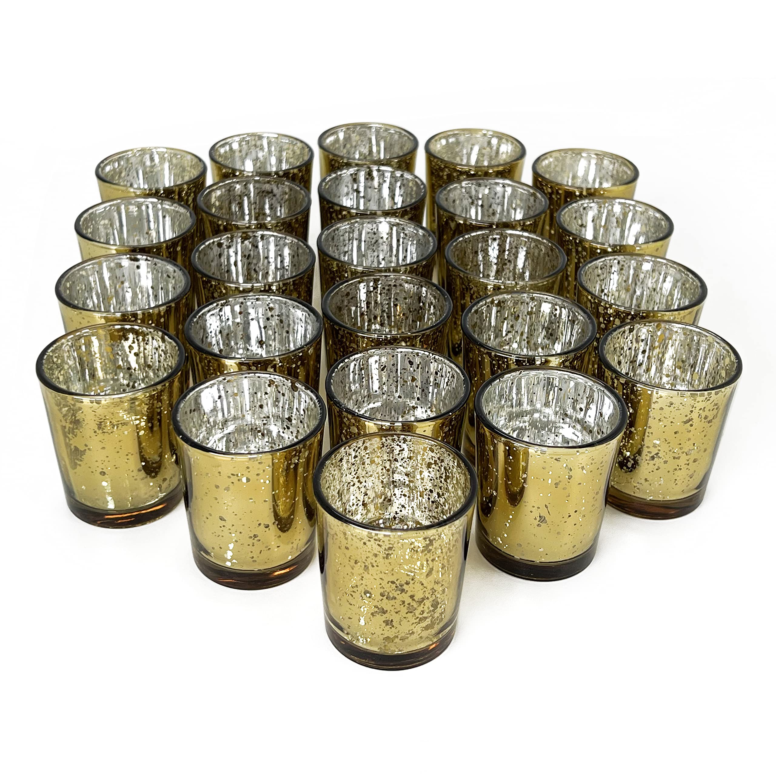 Direct Candle SupplyVotive Candle Holder - Sets - Premium Speckled Golden Tealight Candle Holders for Wedding, Holiday and Home Decor (24 Pack)