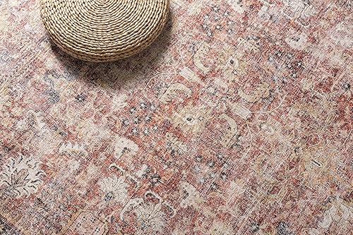 Miniatura 4 de Valenrug Alfombra lavable de 2 pies 6 x 6 pies  Alfombra ultrafina de colección antigua, alfombras resistentes a las manchas para sala de estar,